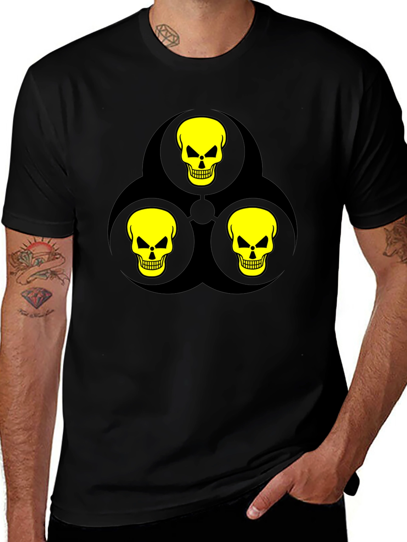 Variant 17 of Biohazard Skull T-Shirt - Toxic Humor Fashion