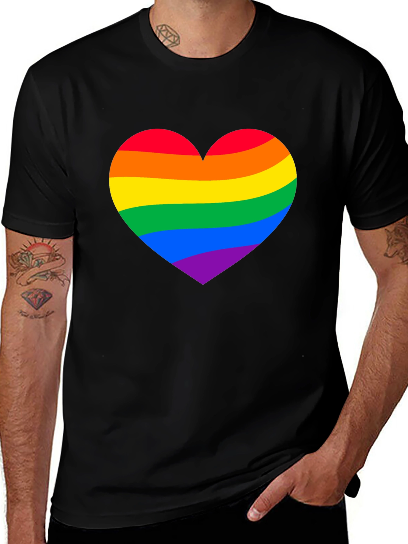Pride Heart Graphic Tee - Black LGBTQ+ Shirt