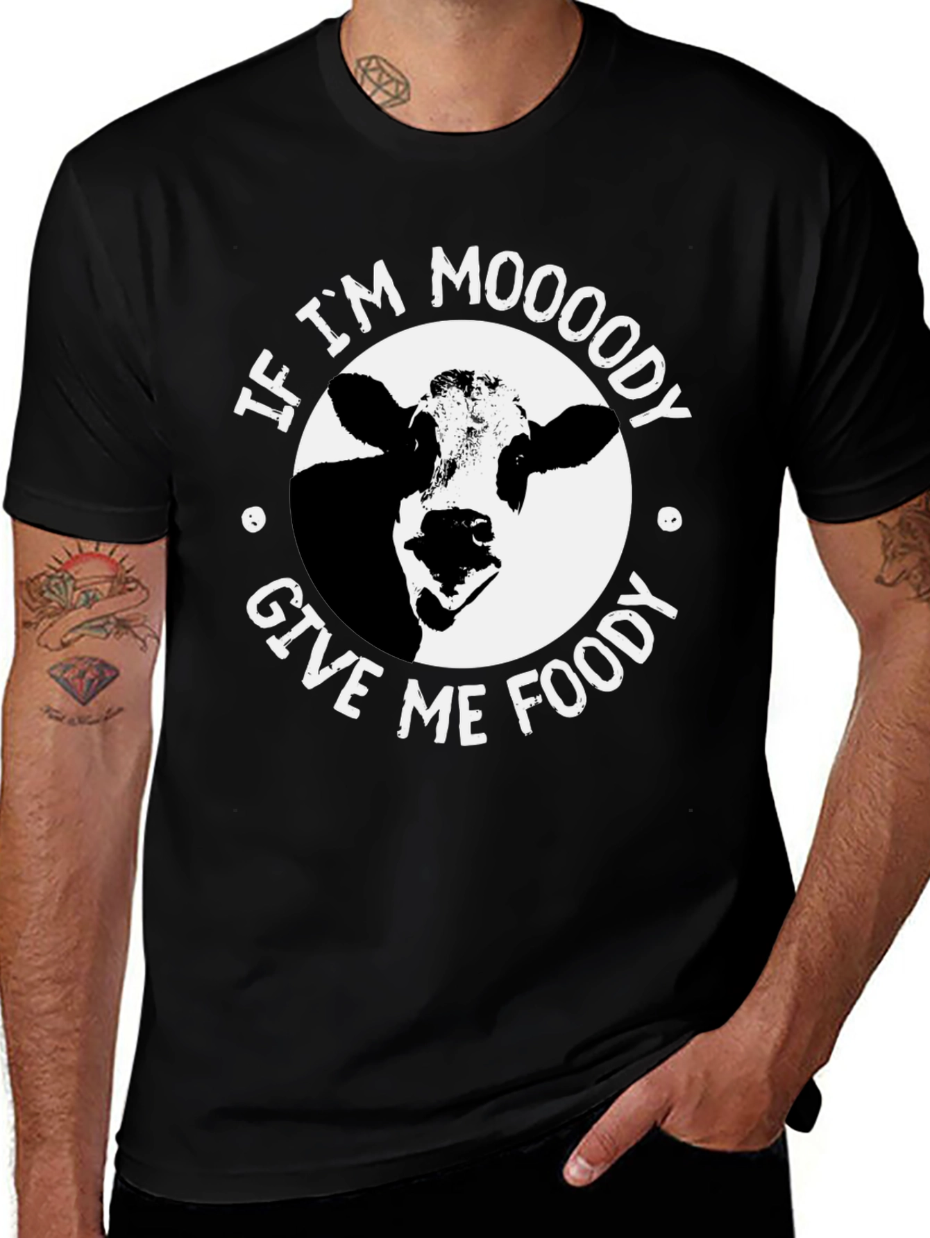 Variant 21 of Moody Cow Graphic T-Shirt - Give Me Foody!