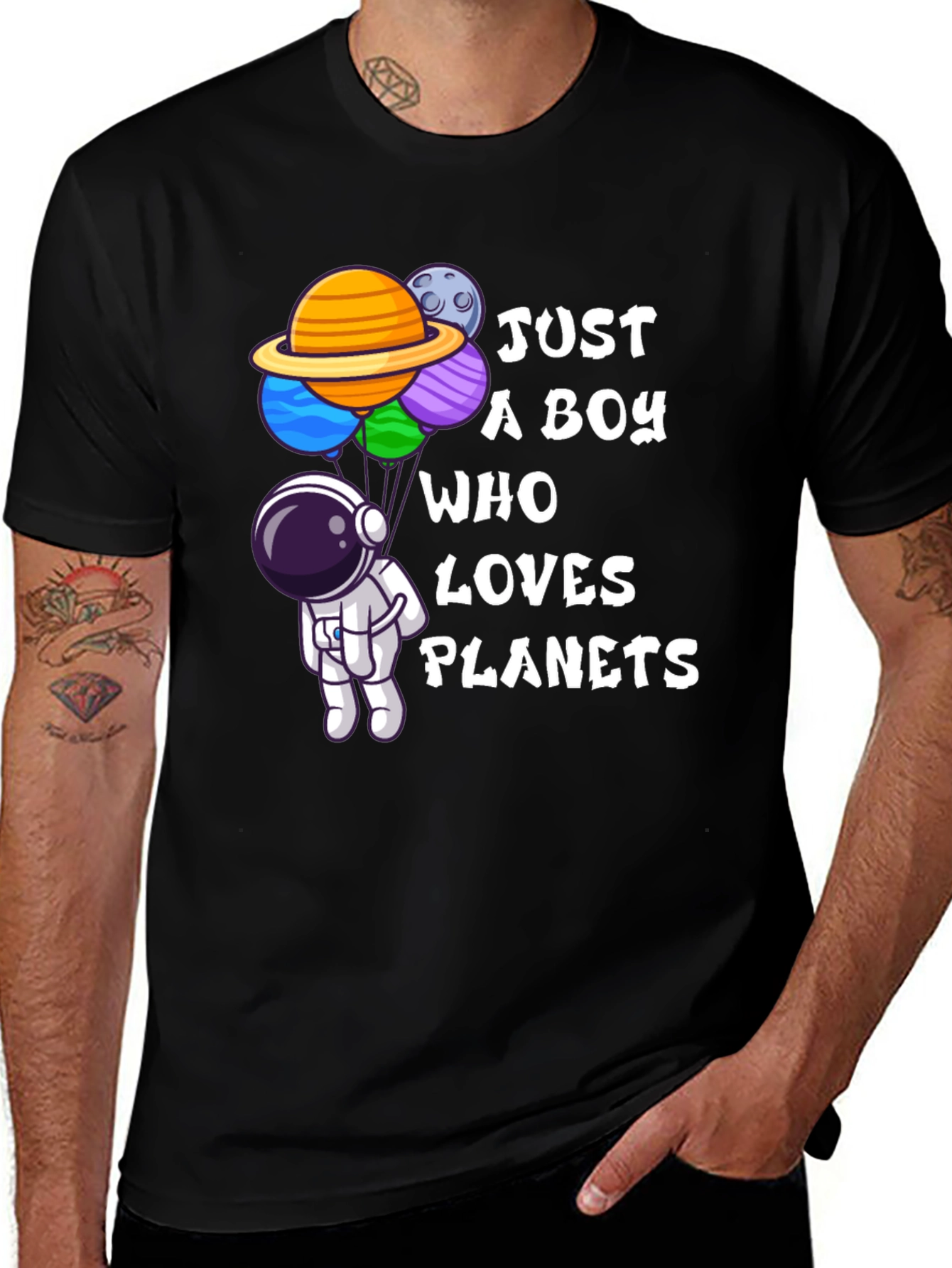 Variant 12 of Astronaut & Planet Graphic Tee - Just a Boy Who Loves Planets!