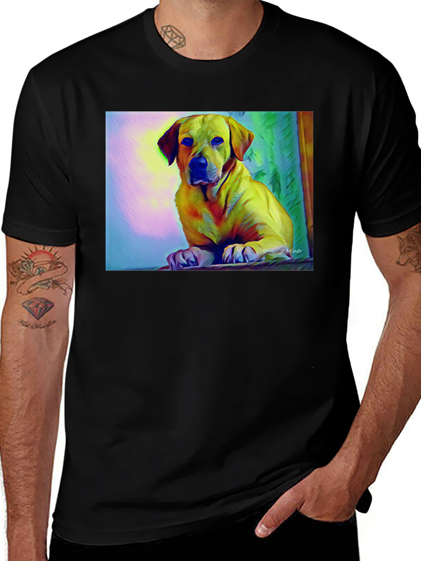 Variant 25 of Dog Art T-Shirt - Black