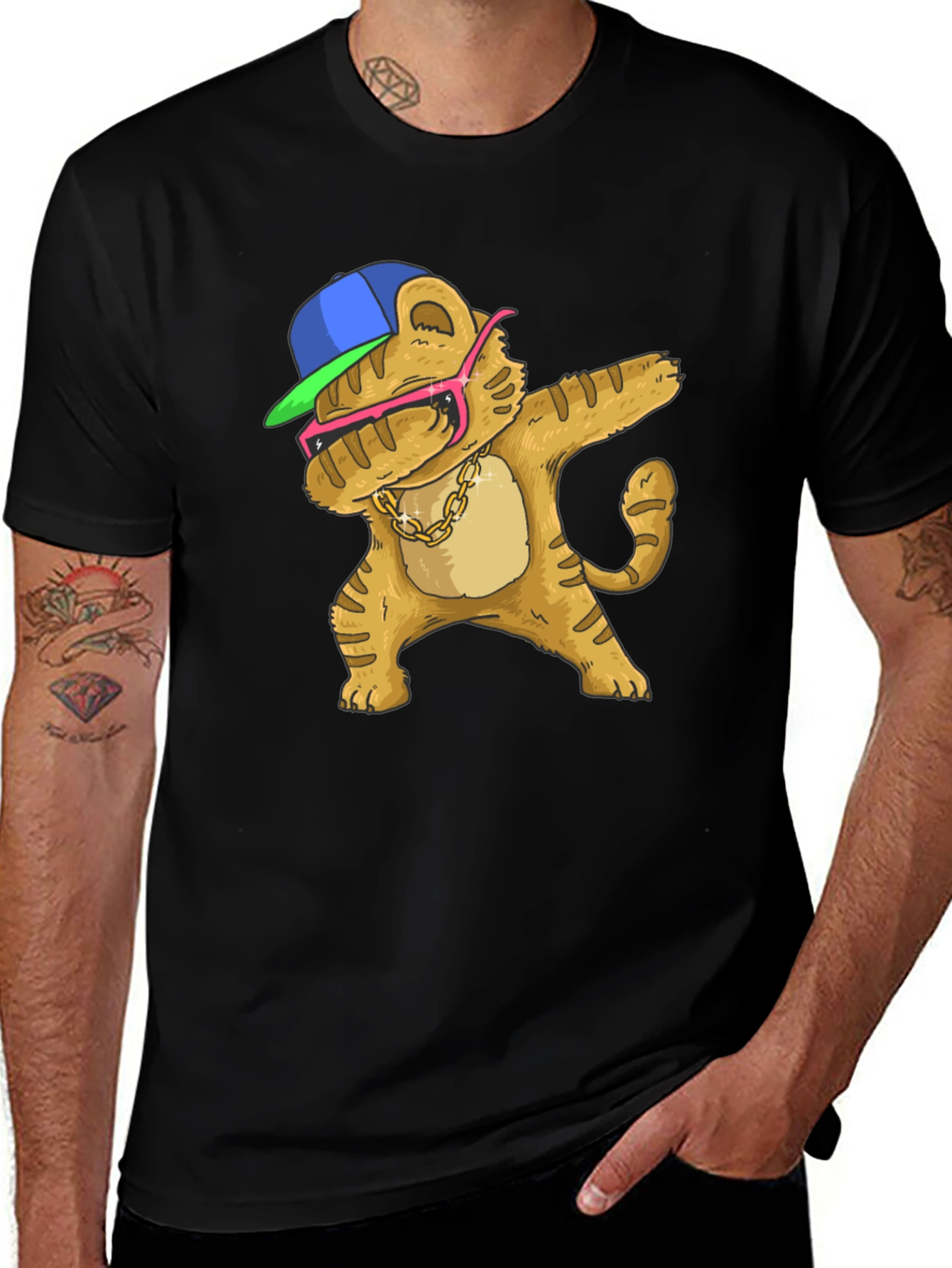 Variant 19 of Dabbing Cartoon Cat T-Shirt