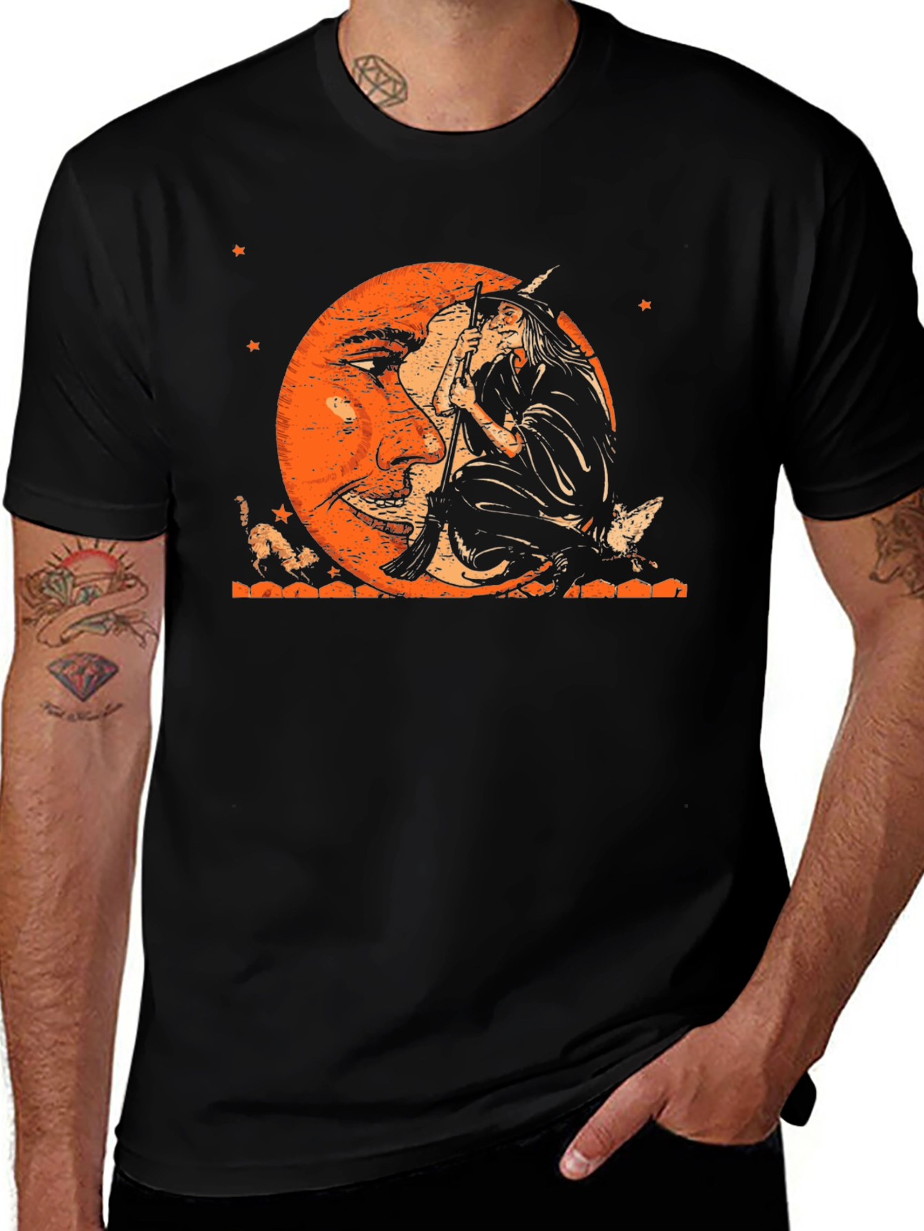 Variant 29 of Halloween Witch Moon Graphic Tee - Spooky Season Shirt