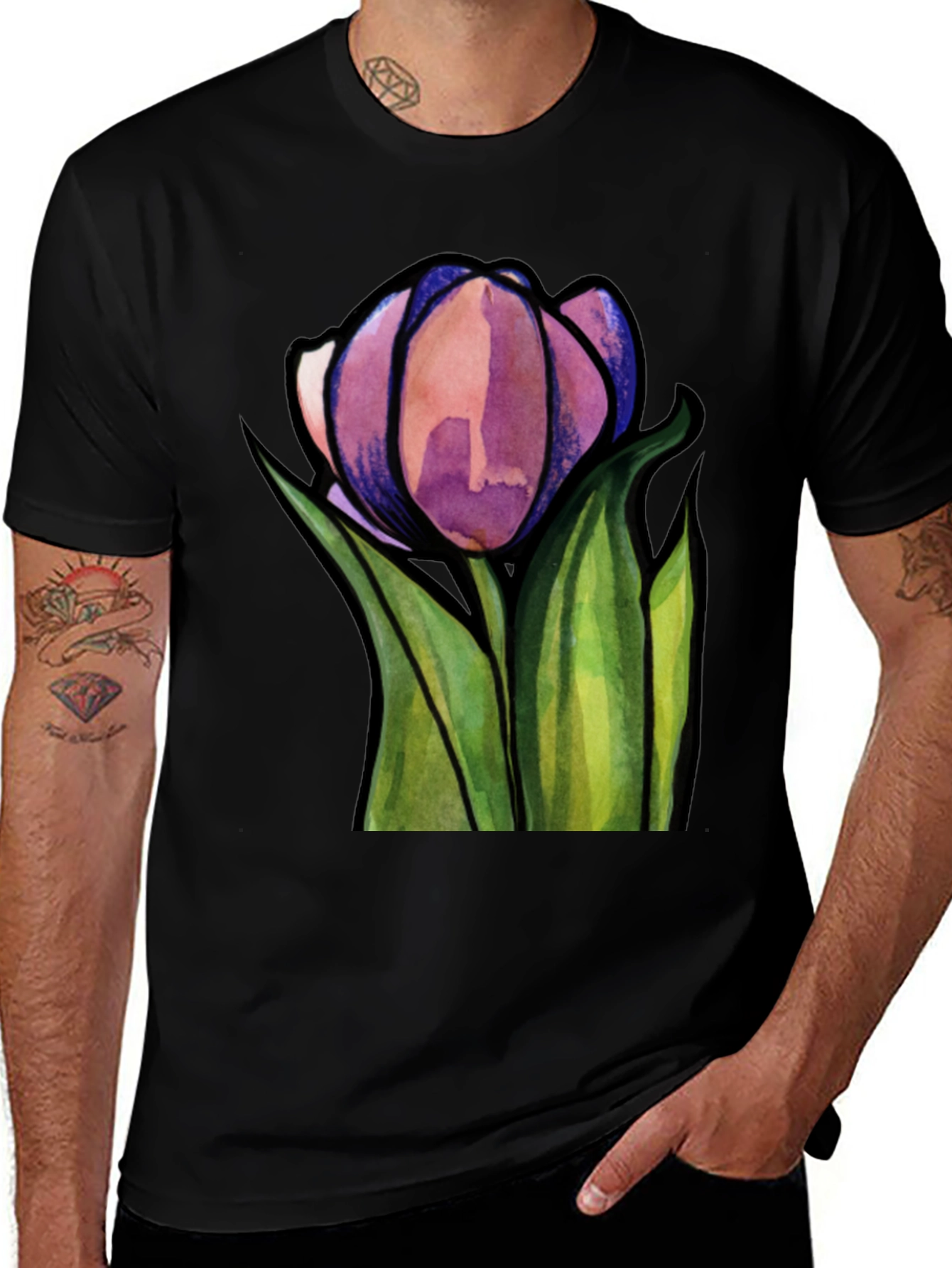 Variant 15 of Floral Tulip Graphic Print T-Shirt