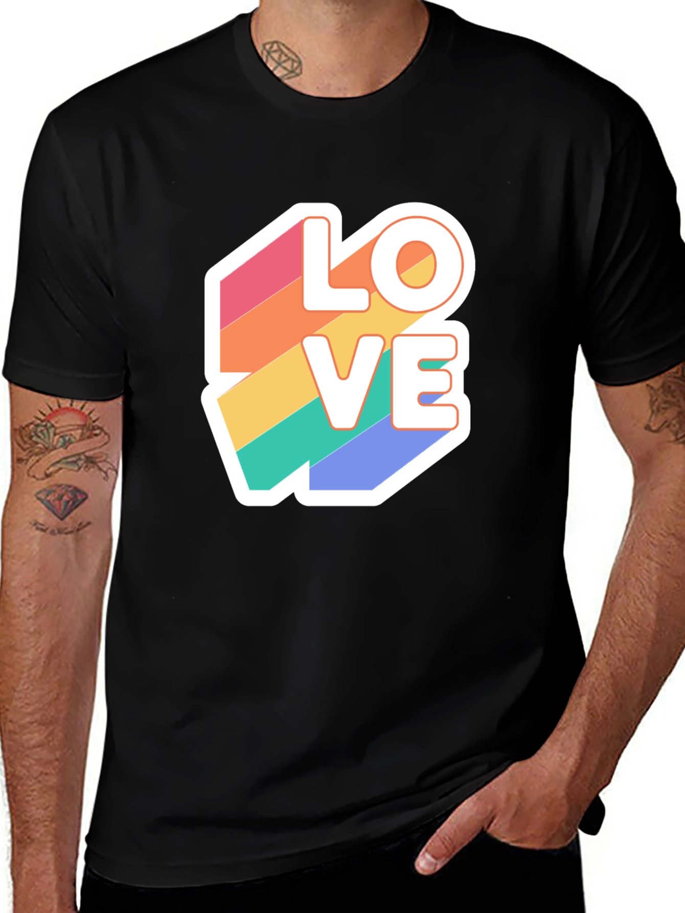 Variant 29 of Rainbow Love Graphic T-Shirt - Black