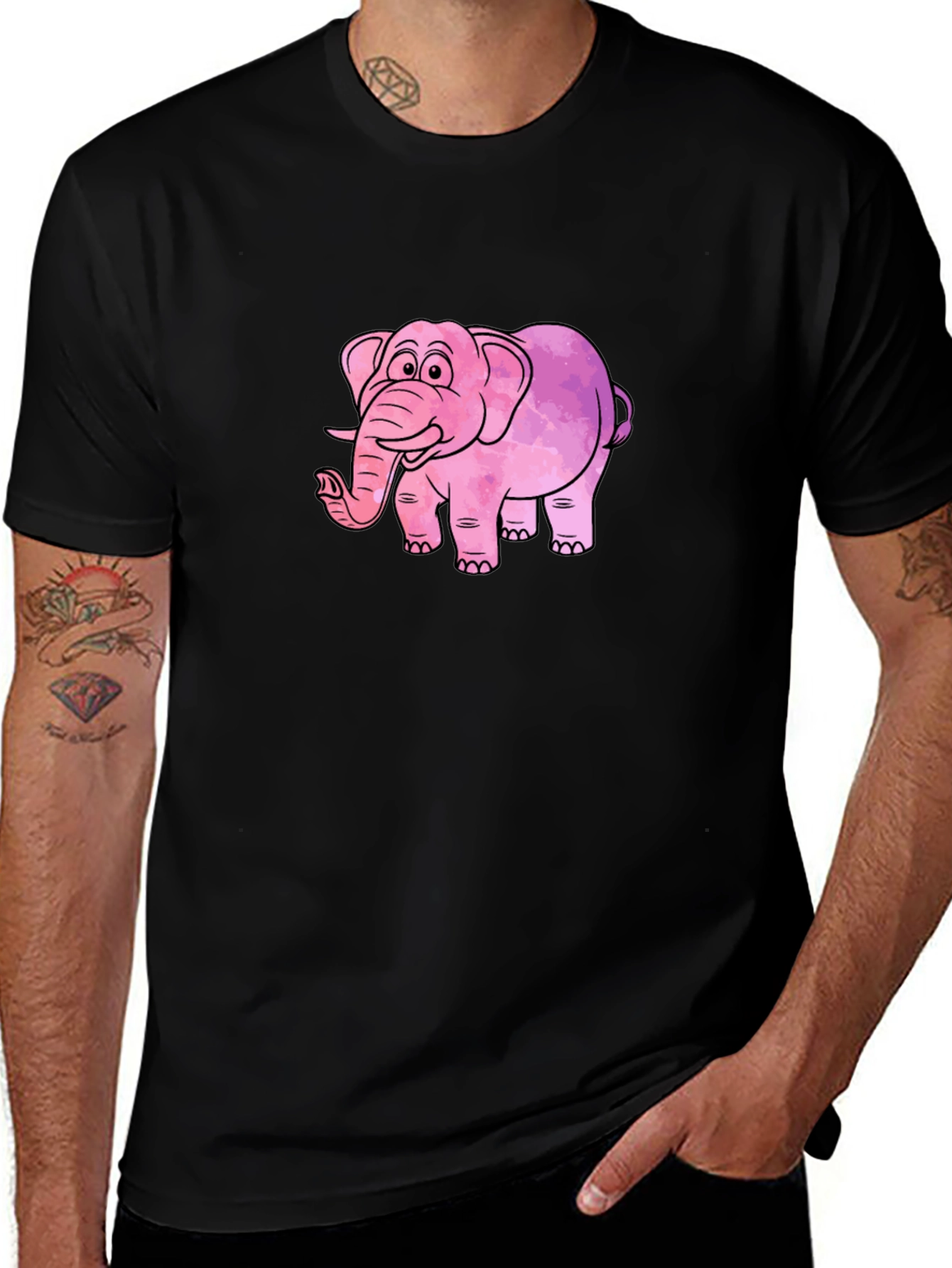 Black Elephant Graphic Black T-Shirt main image
