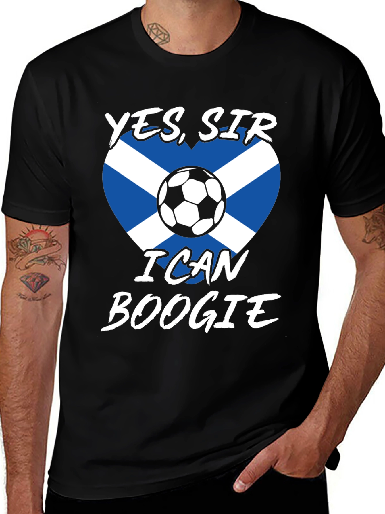 Variant 5 of Scotland Flag Soccer T-Shirt - Yes Sir, I Can Boogie!