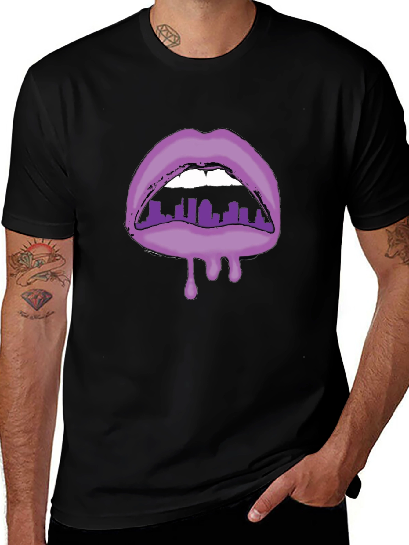 Variant 5 of Cityscape Lips Graphic T-Shirt