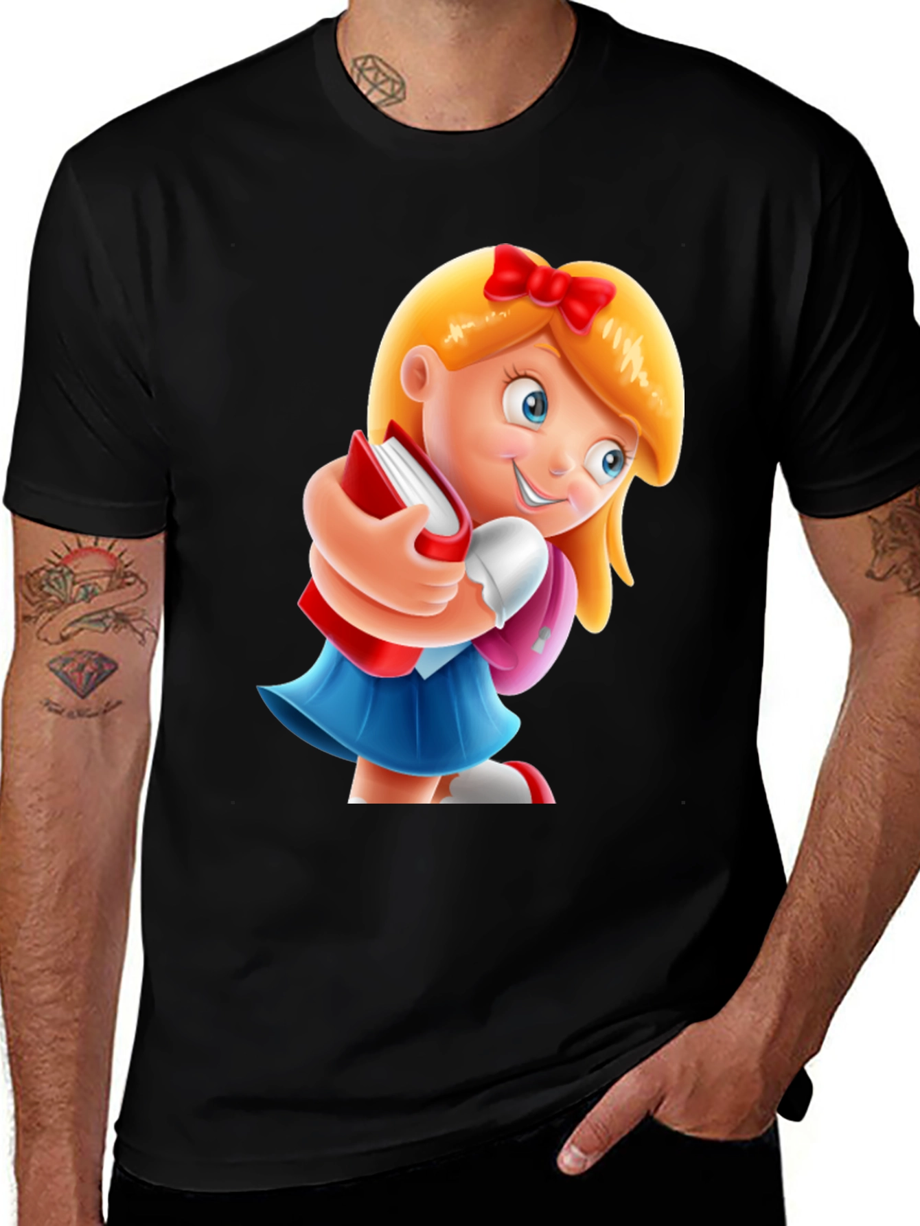 Variant 7 of Cute Cartoon Girl's Book T-Shirt