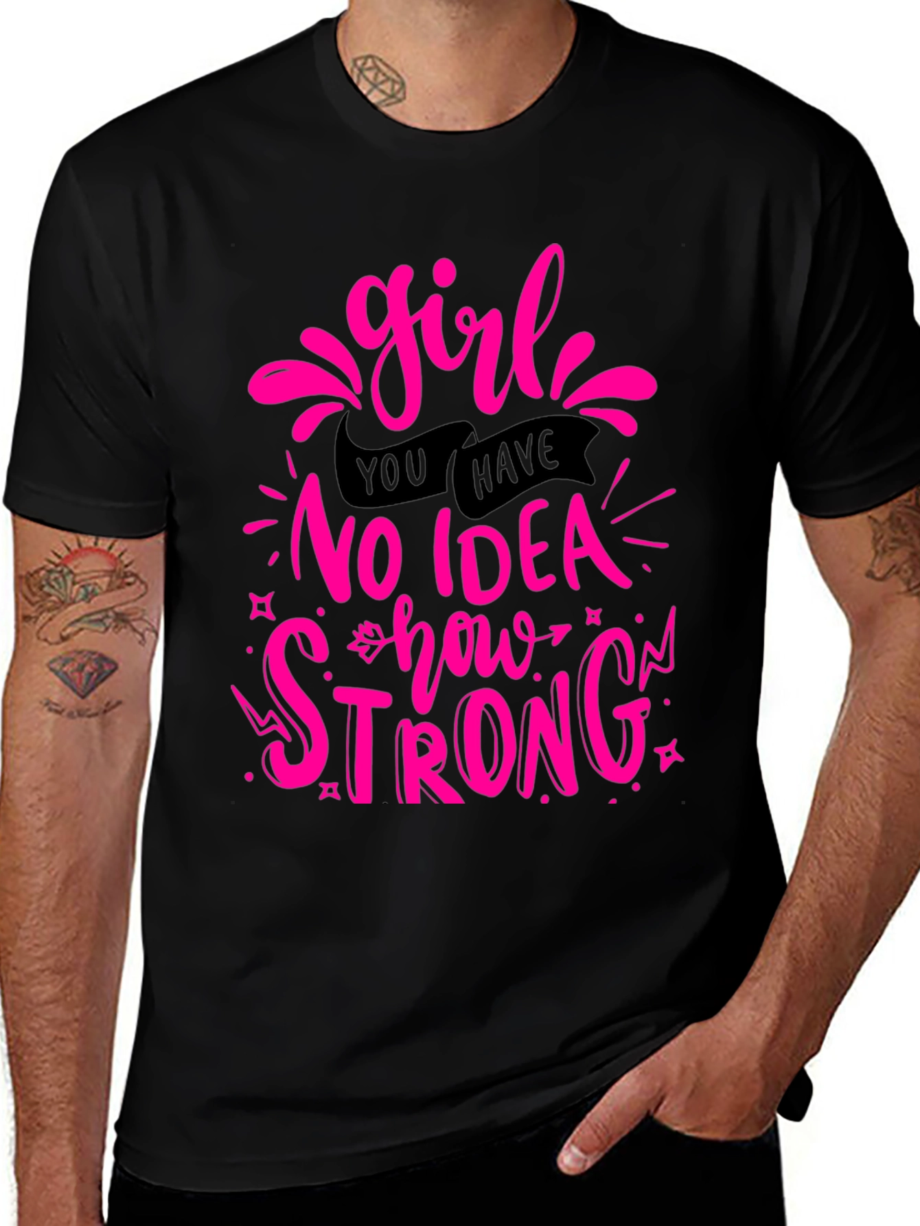 Variant 25 of Girl Strong Graphic Tee - Black
