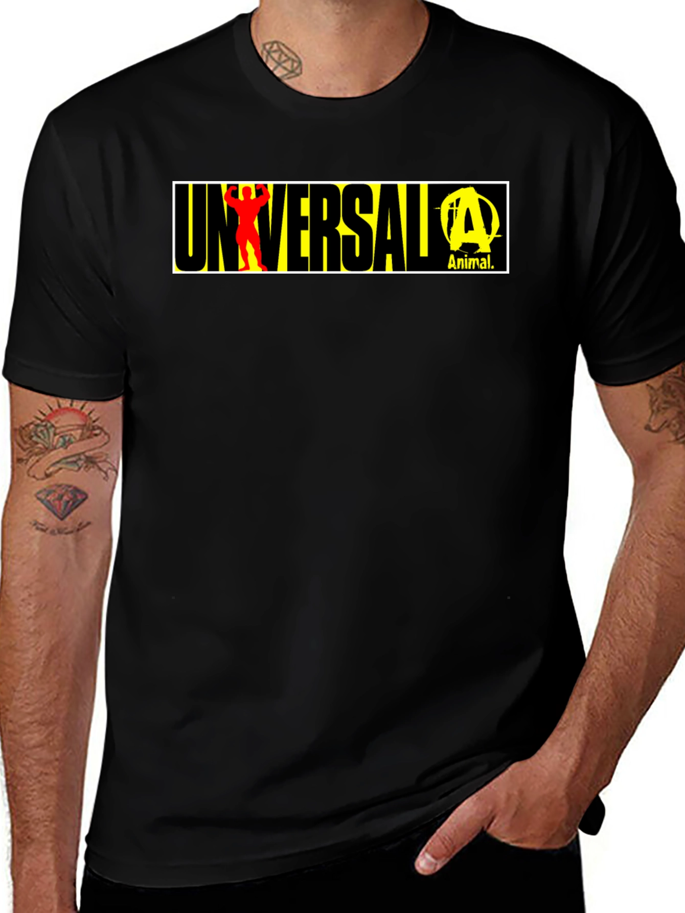 Variant 4 of Universal Animal Graphic T-Shirt - Black