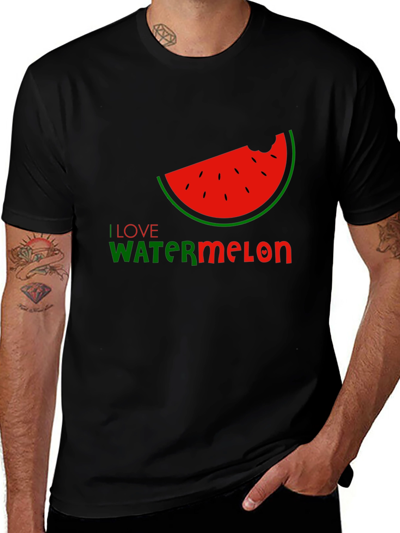 Variant 24 of I Love Watermelon Black Graphic T-Shirt