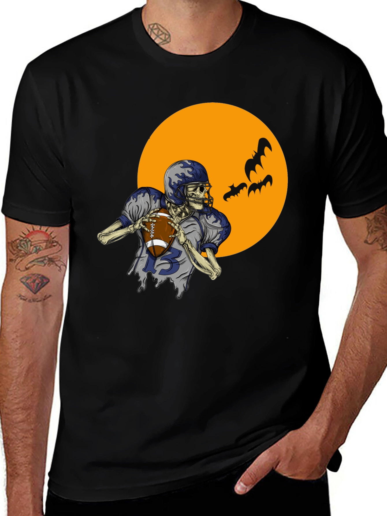 Variant 26 of Skeleton Football Player Graphic Tee