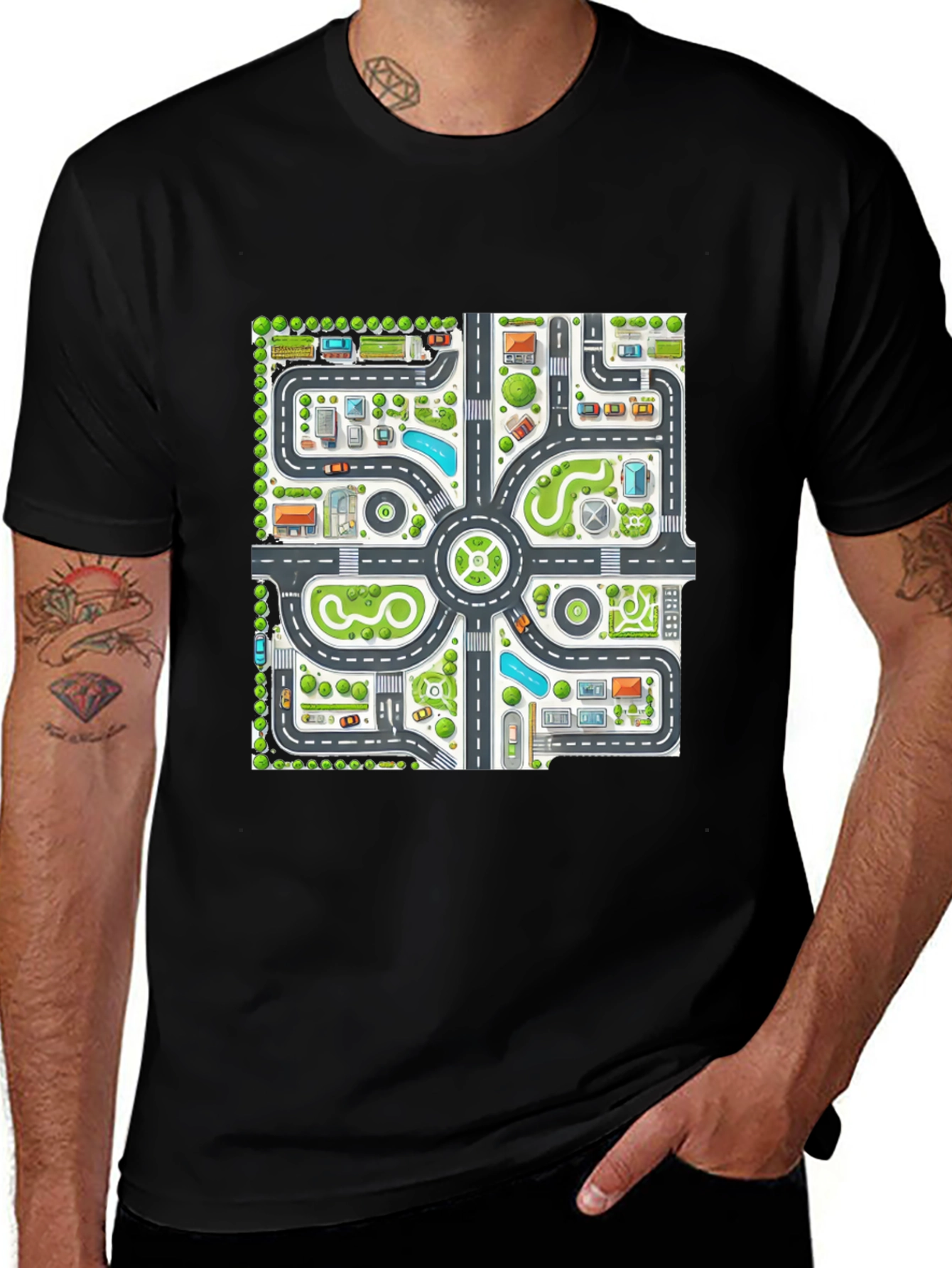 Variant 2 of City Road Map T-Shirt