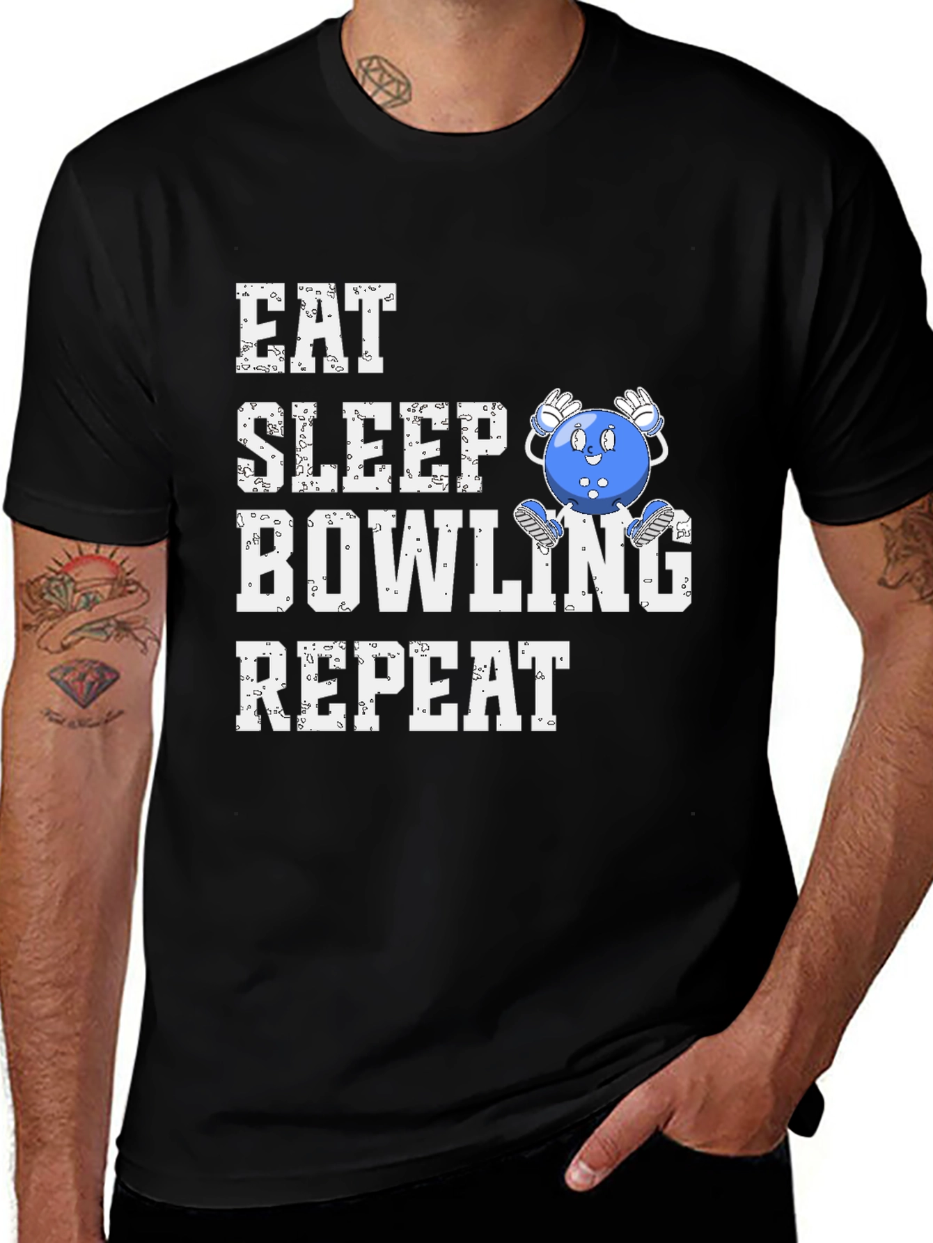 Variant 2 of Eat Sleep Bowling Repeat Graphic T-Shirt