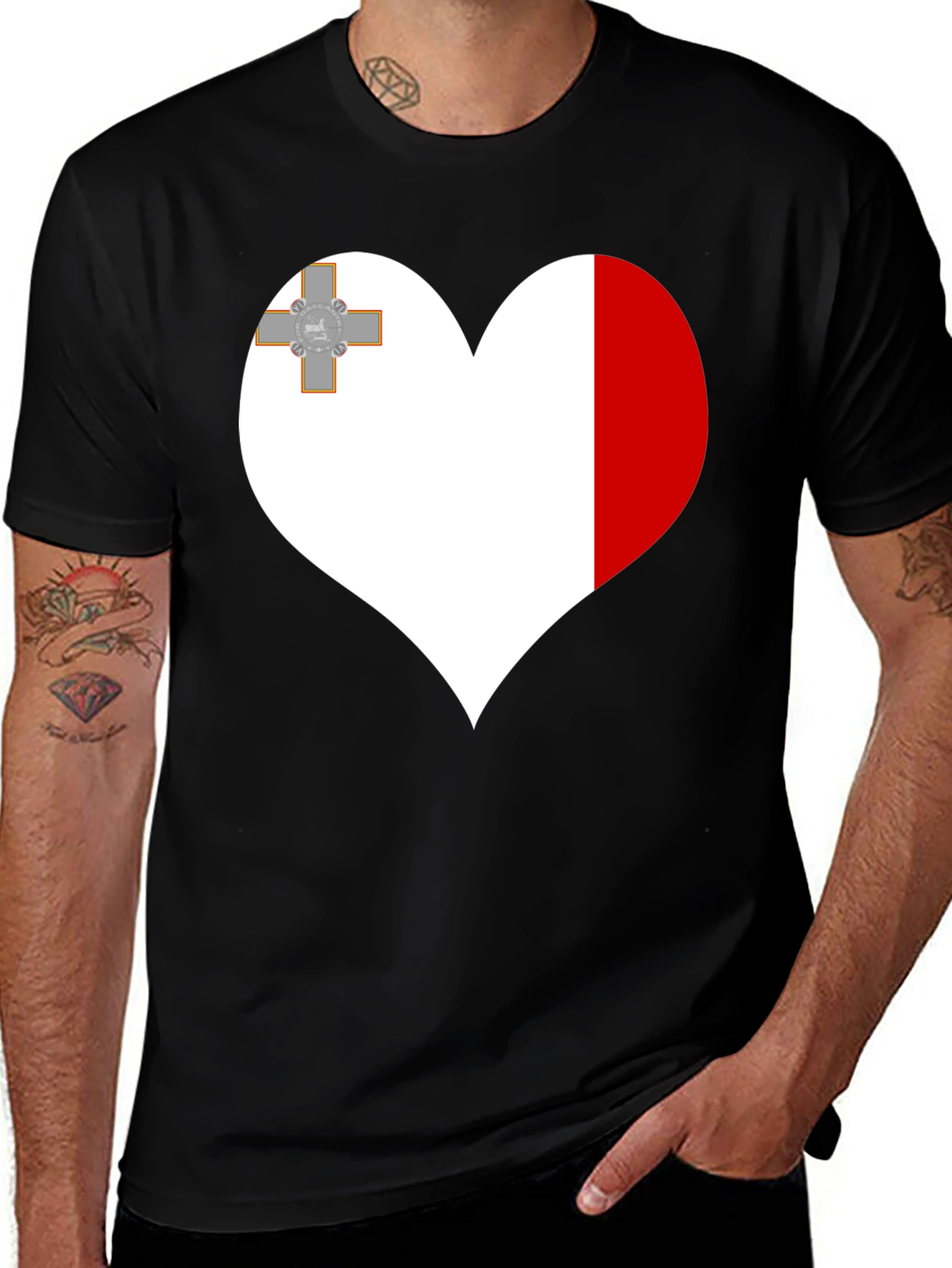 Variant 16 of Malta Flag Heart T-Shirt