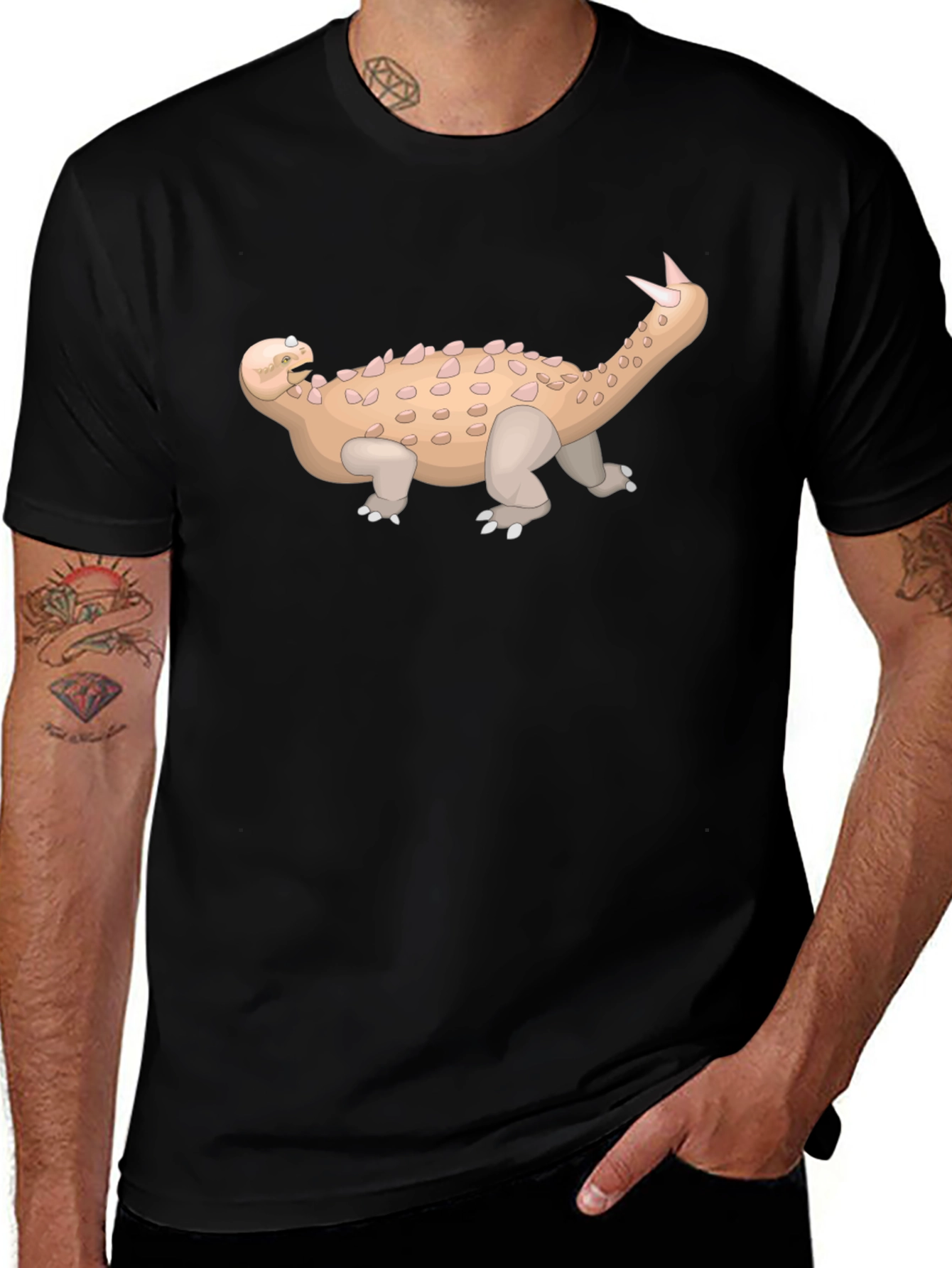 Variant 2 of Dinosaur Graphic Tee - Black Cotton Shirt