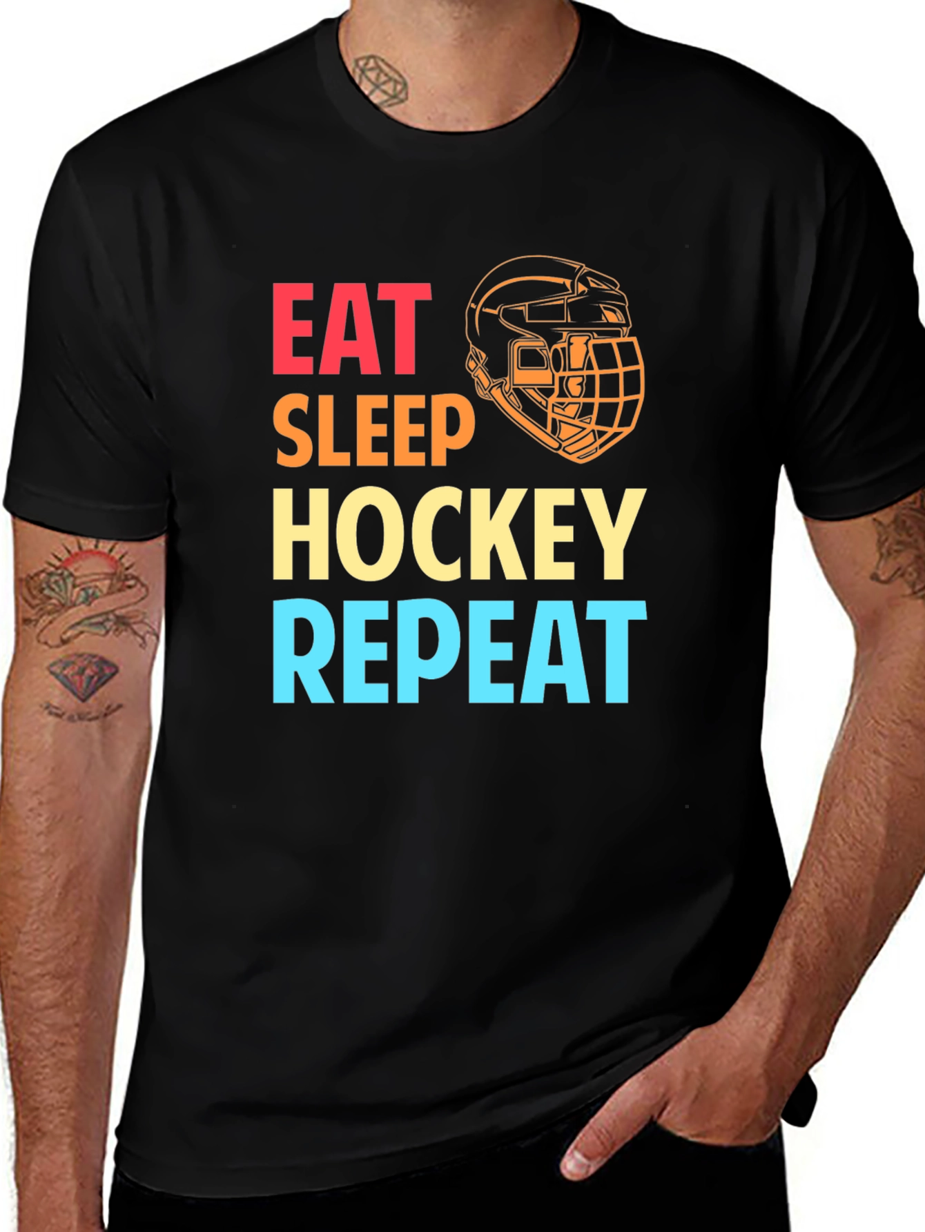 Variant 6 of Eat Sleep Hockey Repeat Black T-Shirt