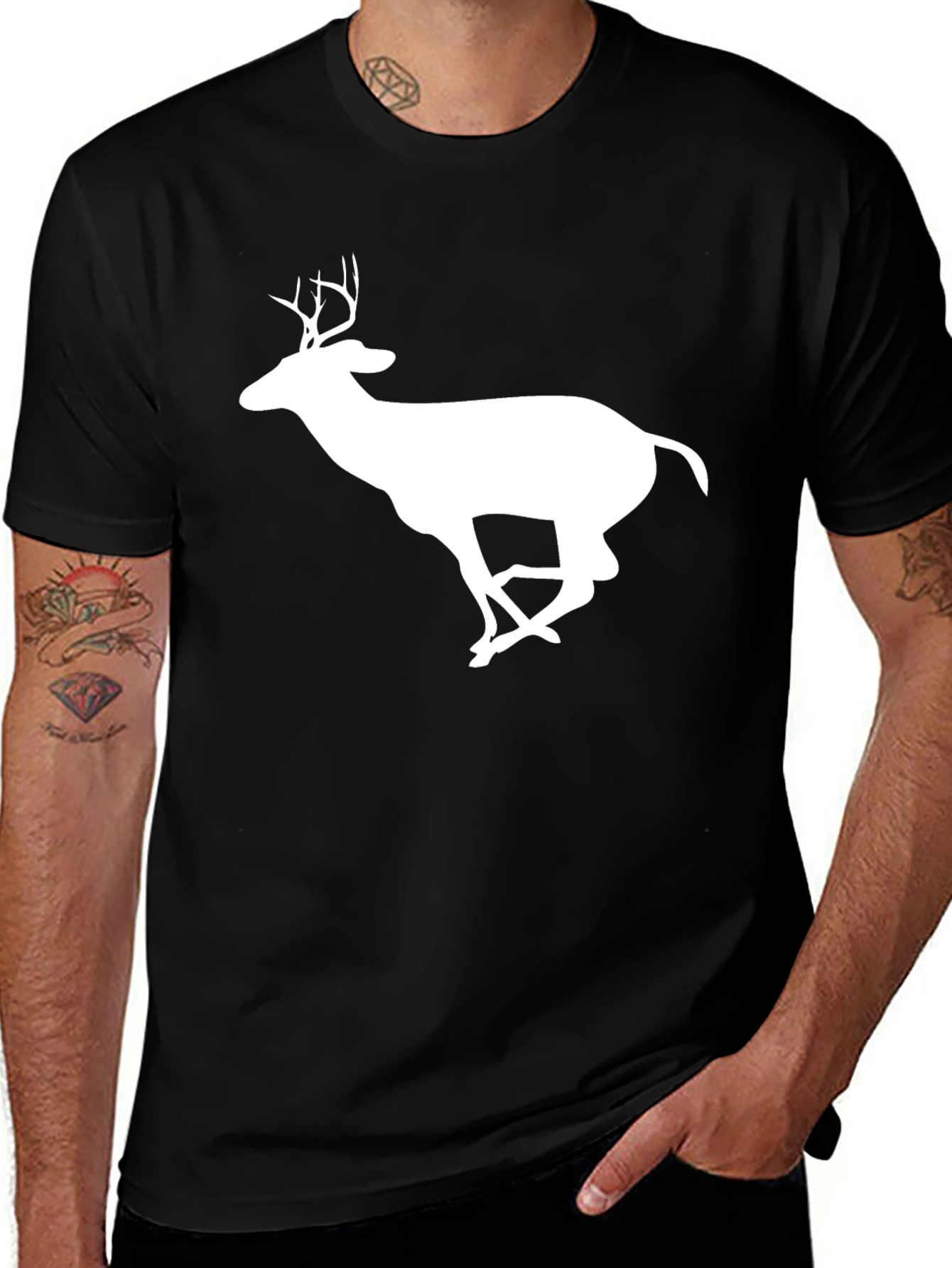 Variant 14 of Deer Silhouette Black T-Shirt