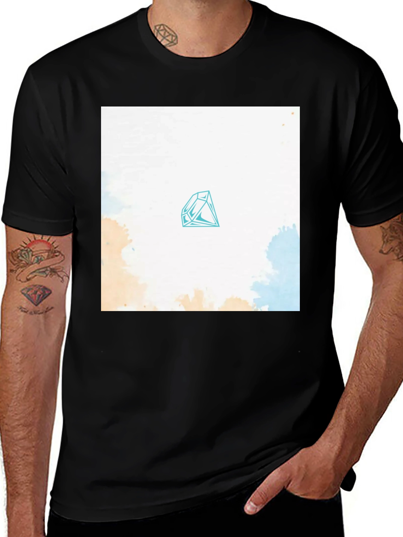 Variant 22 of Diamond Graphic Tee - Unique Watercolor Design