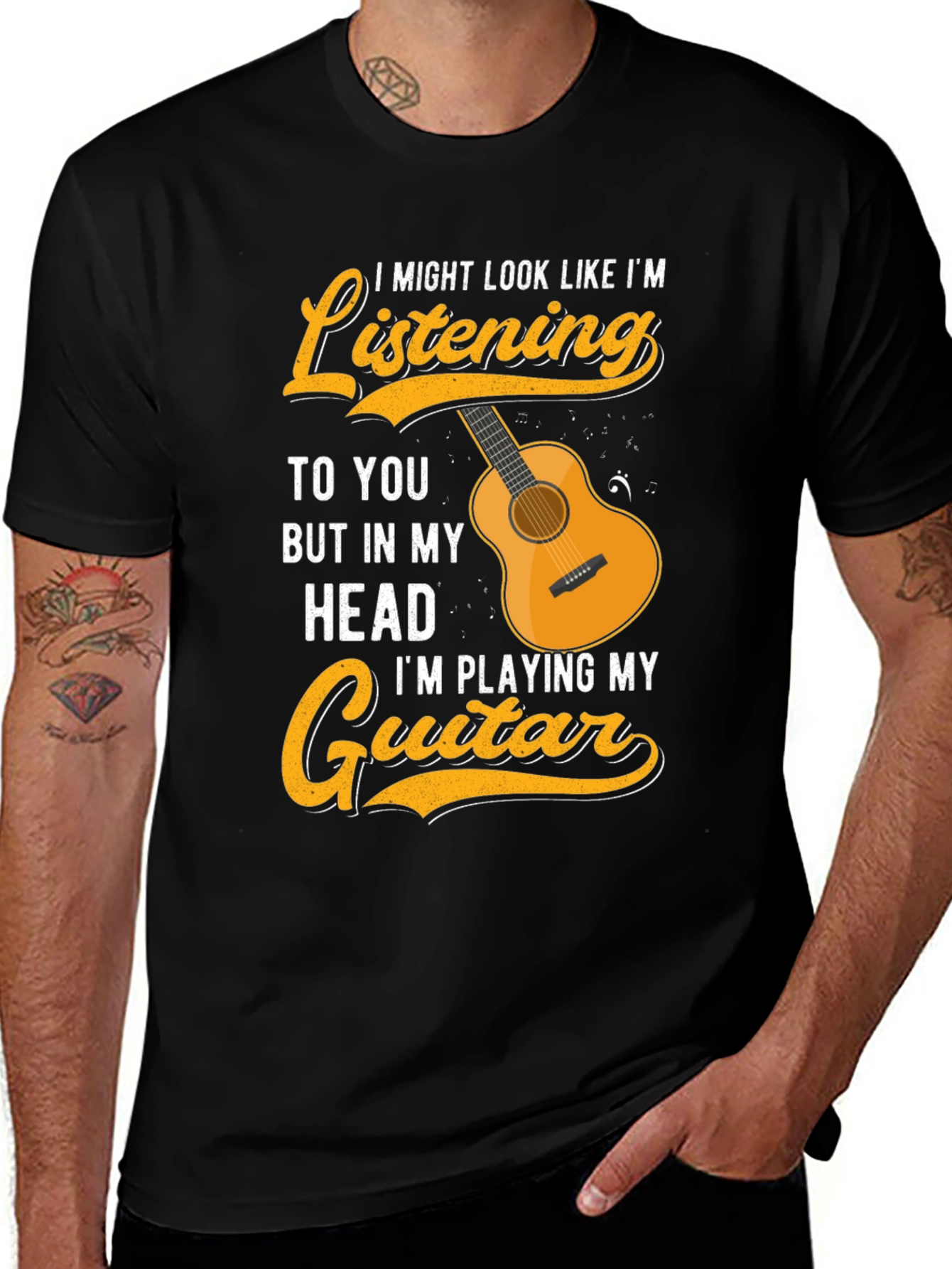 Variant 29 of Guitar Player T-Shirt - Listening Graphic Tee
