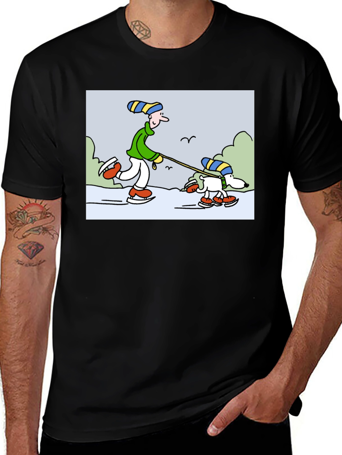 Variant 25 of Cartoon Skating Dog T-Shirt