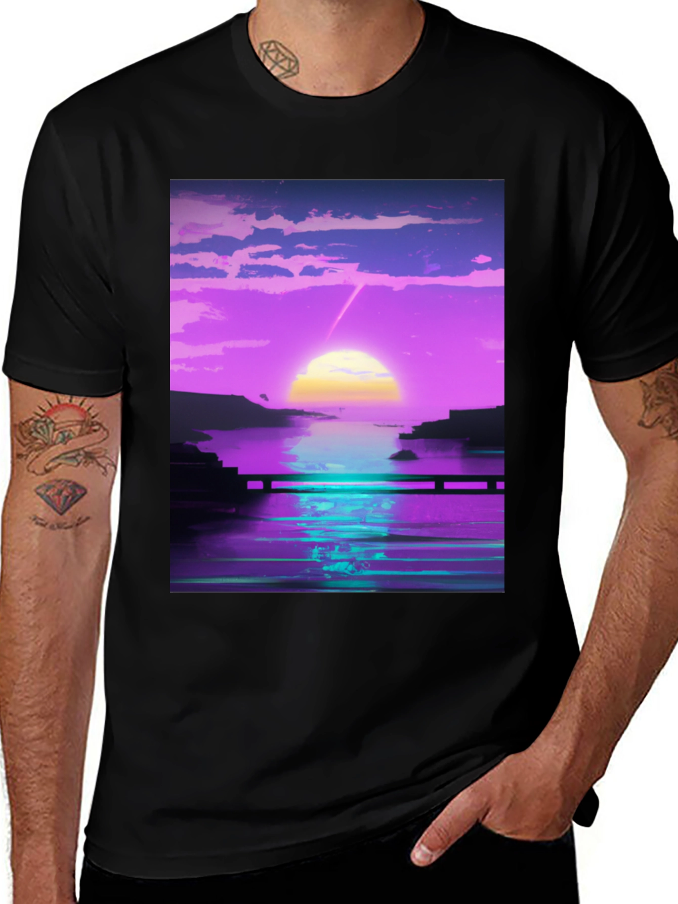Variant 7 of Vaporwave Sunset Graphic Tee - Retro Style