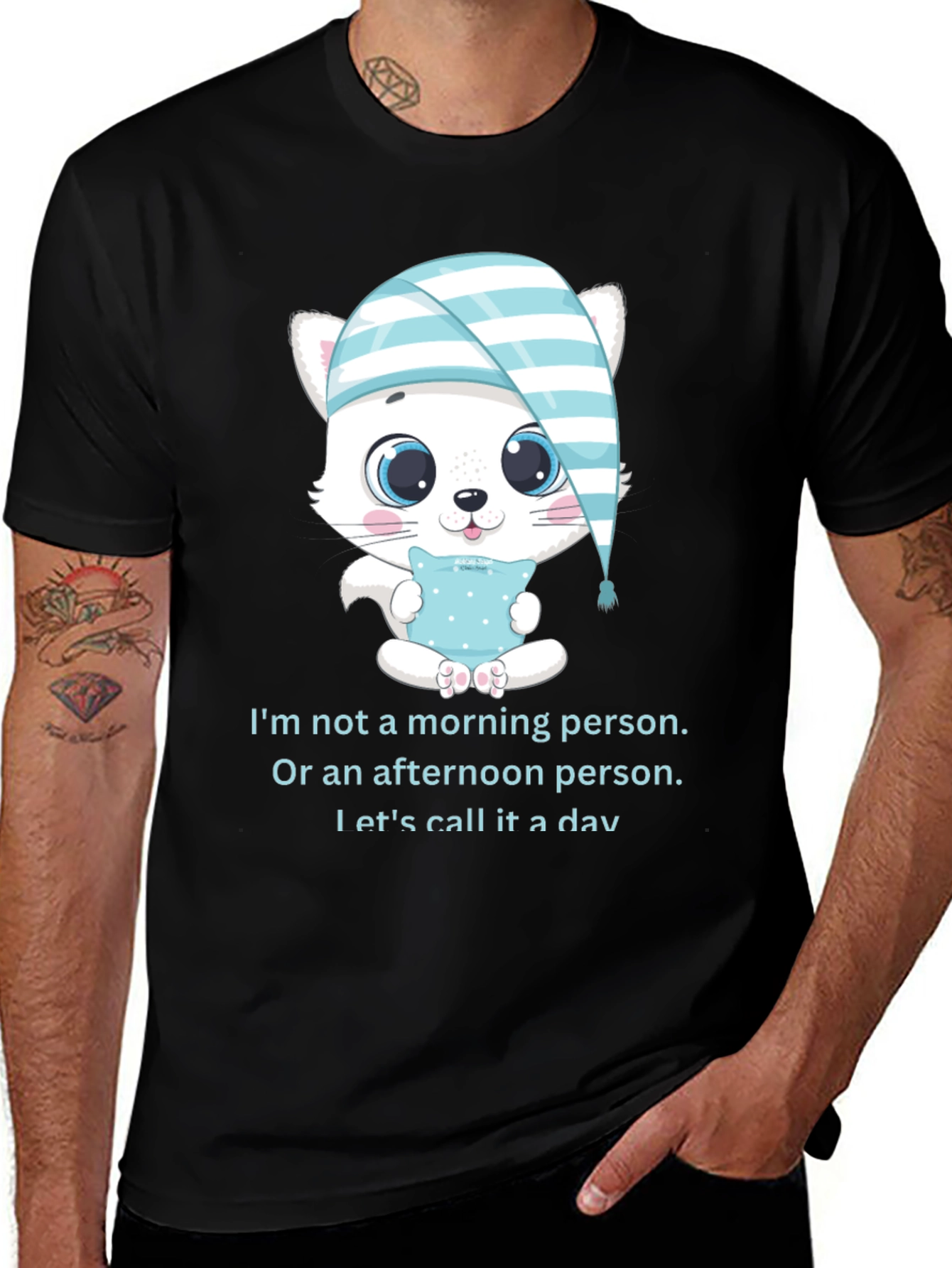 Variant 4 of Funny Sleepy Kitten T-Shirt: "Not a Morning Person"