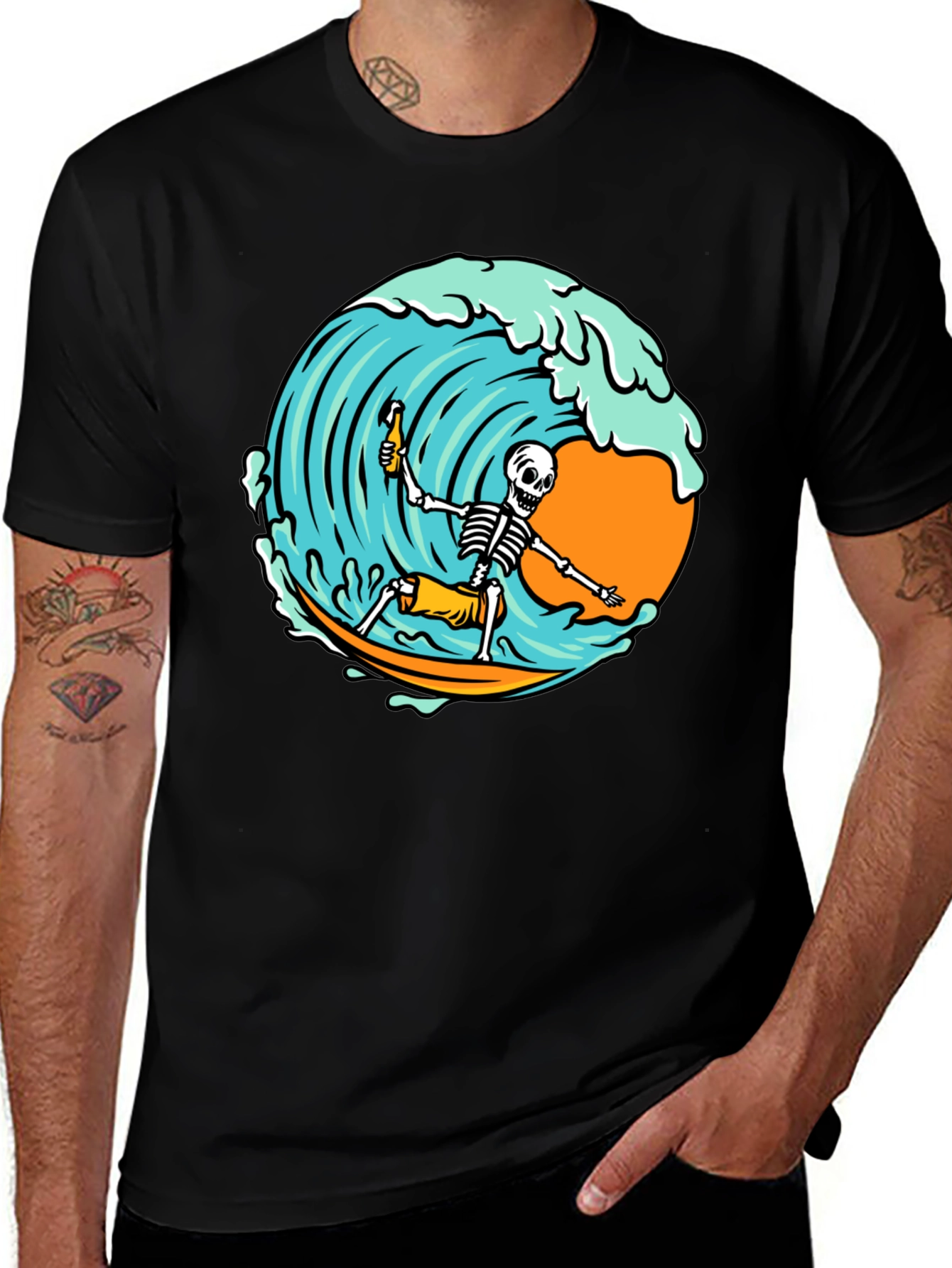 Variant 12 of Surfing Skeleton Graphic T-Shirt
