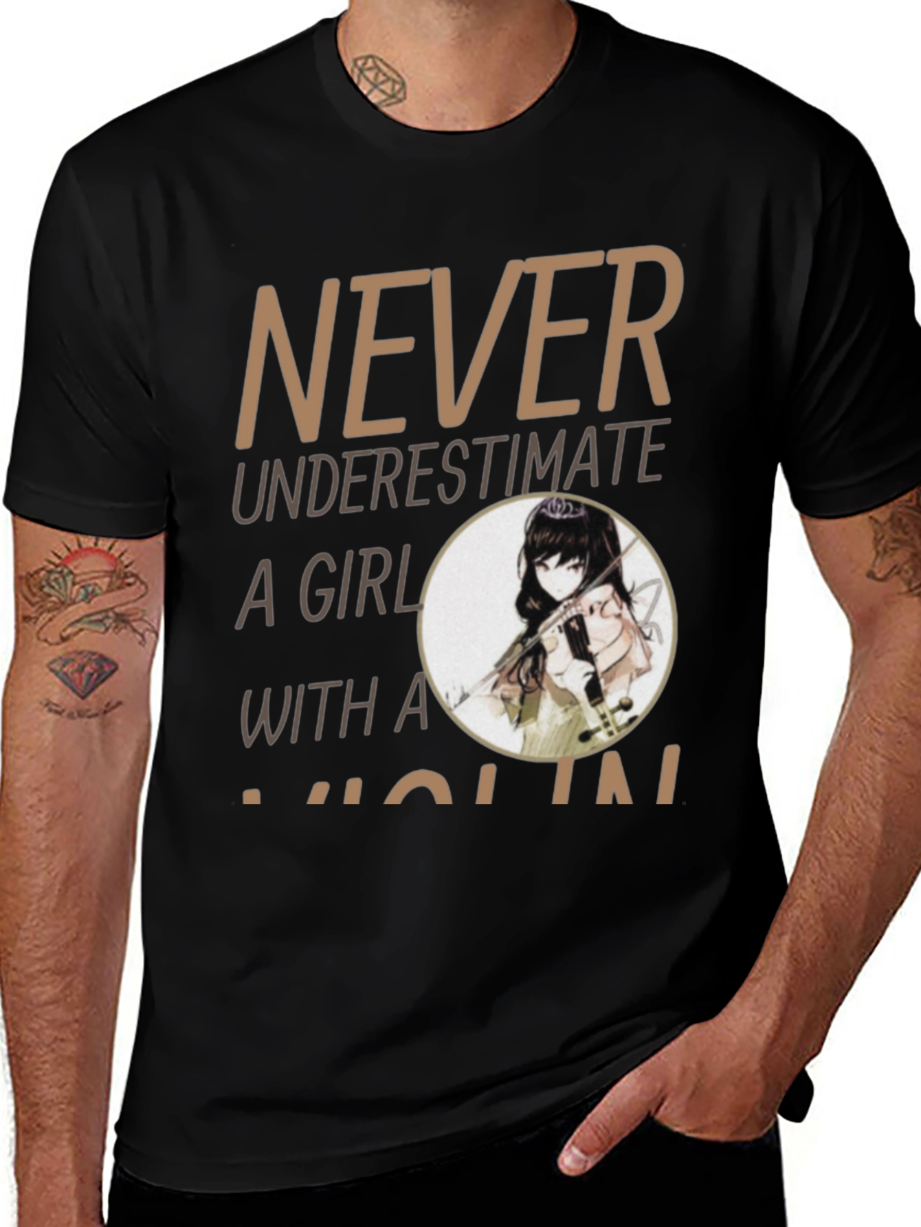 Never Underestimate A Girl With A Violin T-Shirt