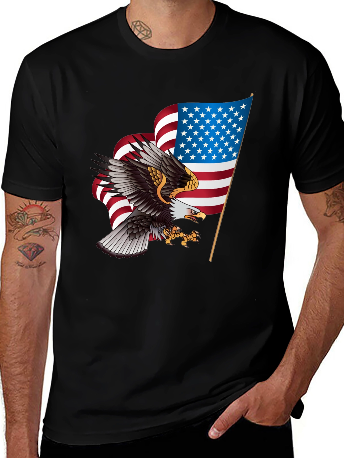 Variant 14 of Patriotic Eagle & US Flag Graphic T-Shirt