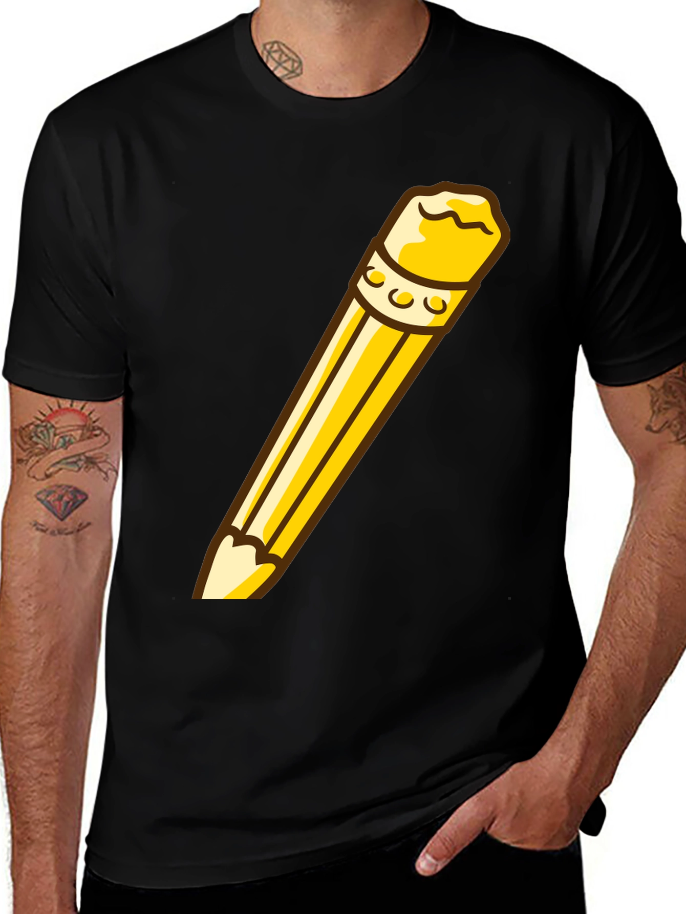 Pencil Graphic Black T-Shirt