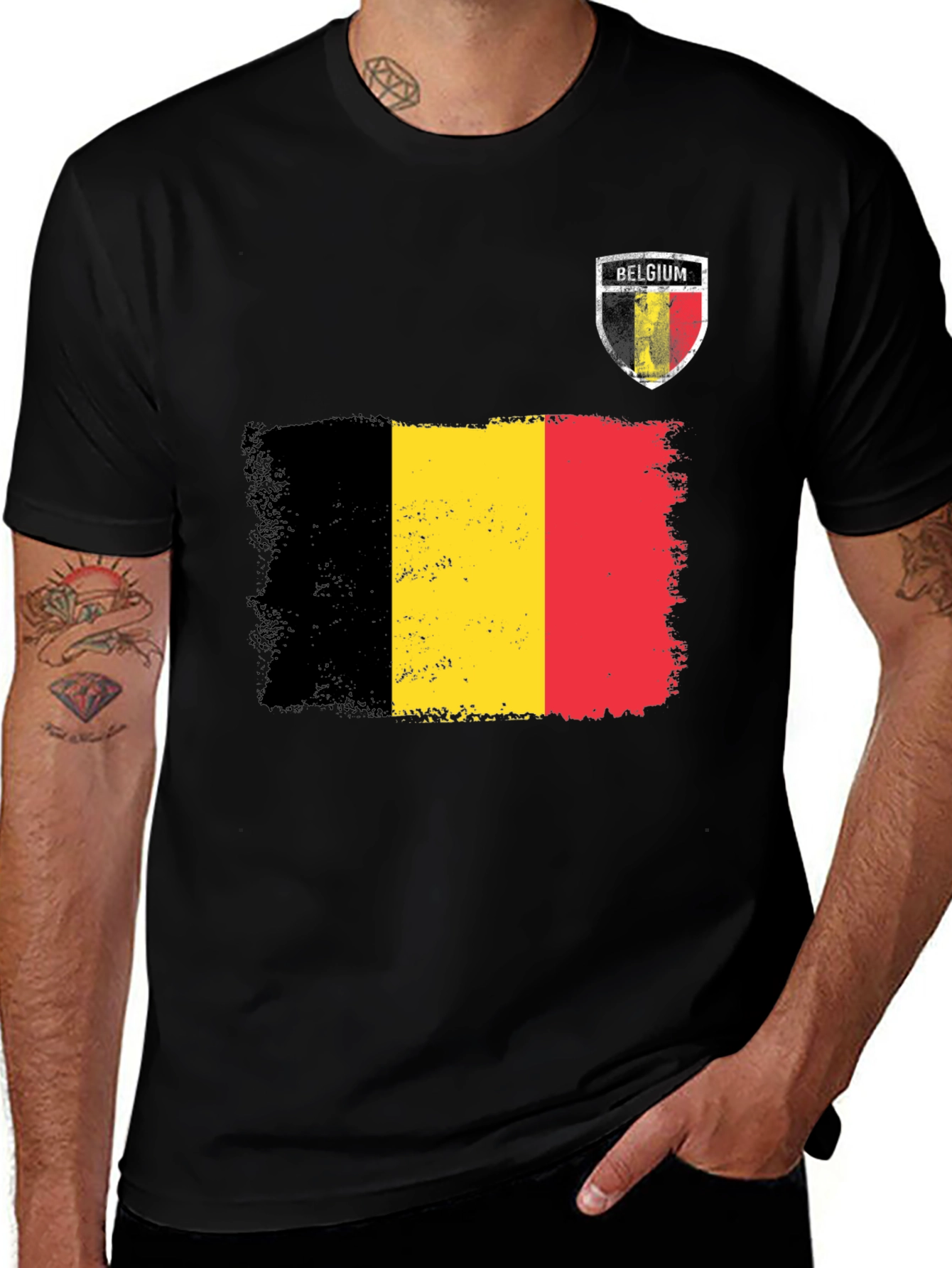 Variant 2 of Belgium Flag Graphic Tee - Black