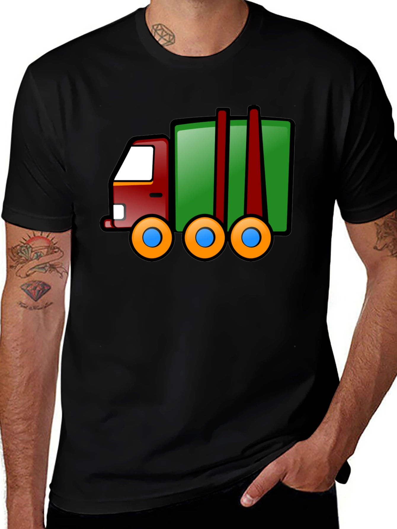 Variant 28 of Cartoon Truck T-Shirt - Black Cotton Tee