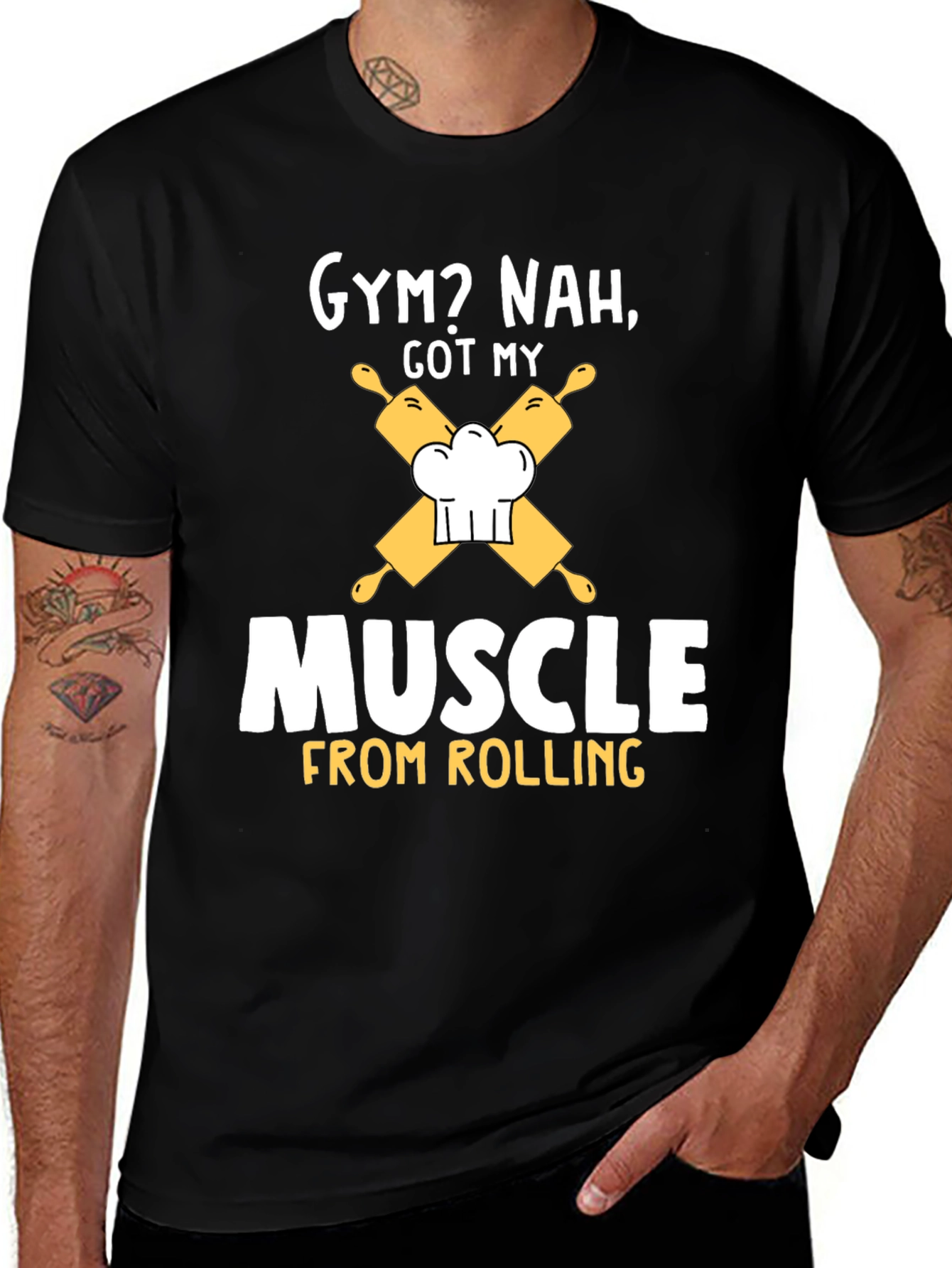 Variant 19 of Funny Chef Muscle Rolling Pin T-Shirt