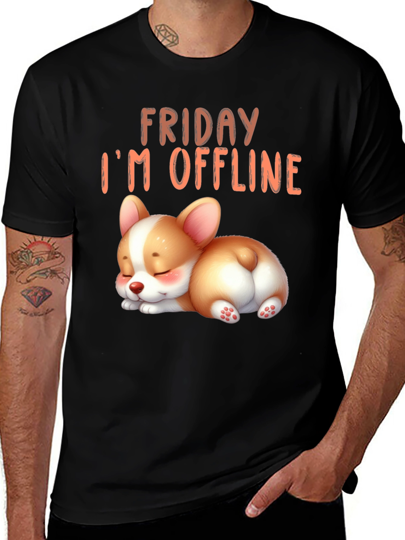 Friday I'm Offline Corgi T-Shirt