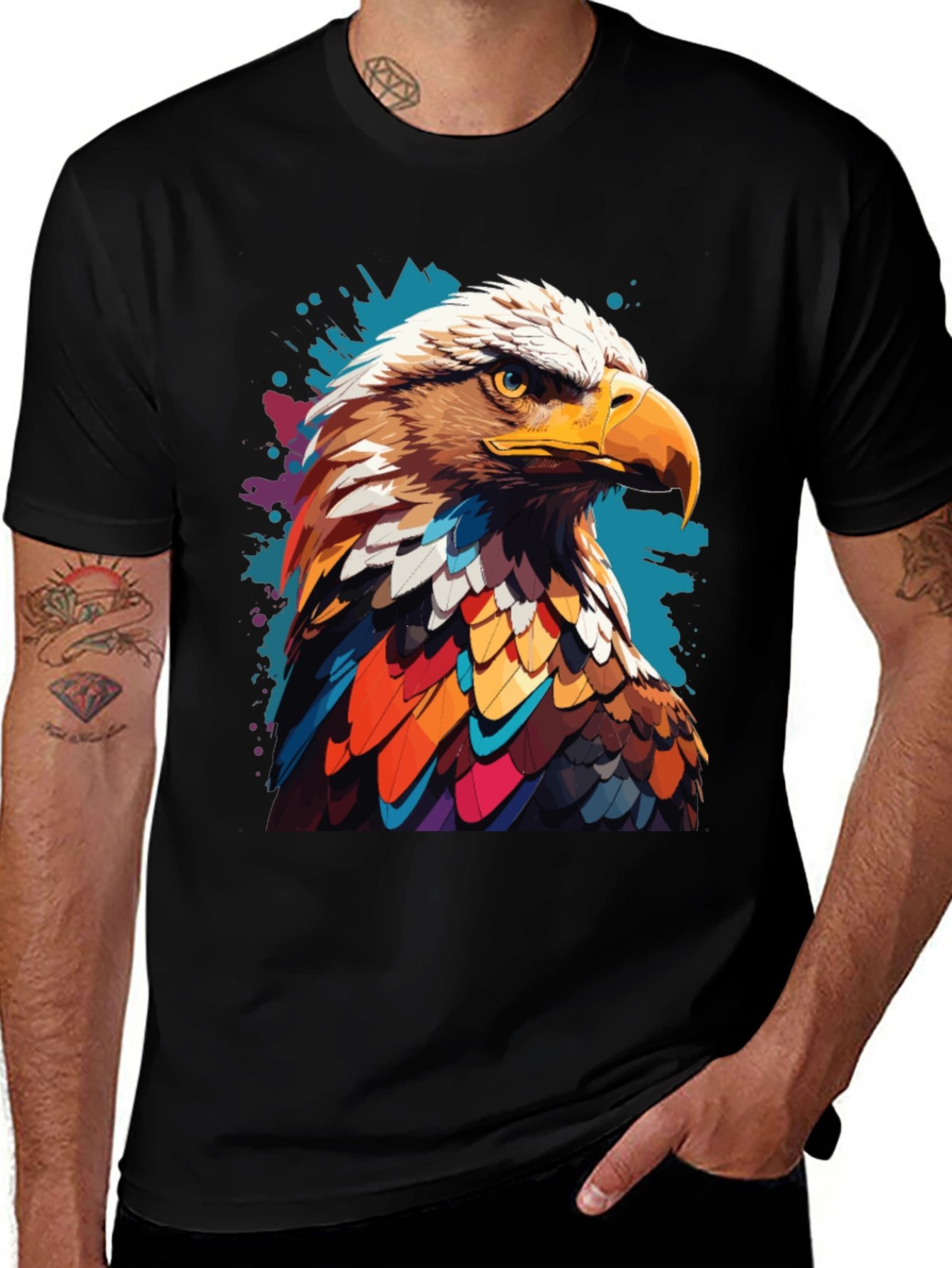 Variant 16 of Eagle Graphic Print Black T-Shirt