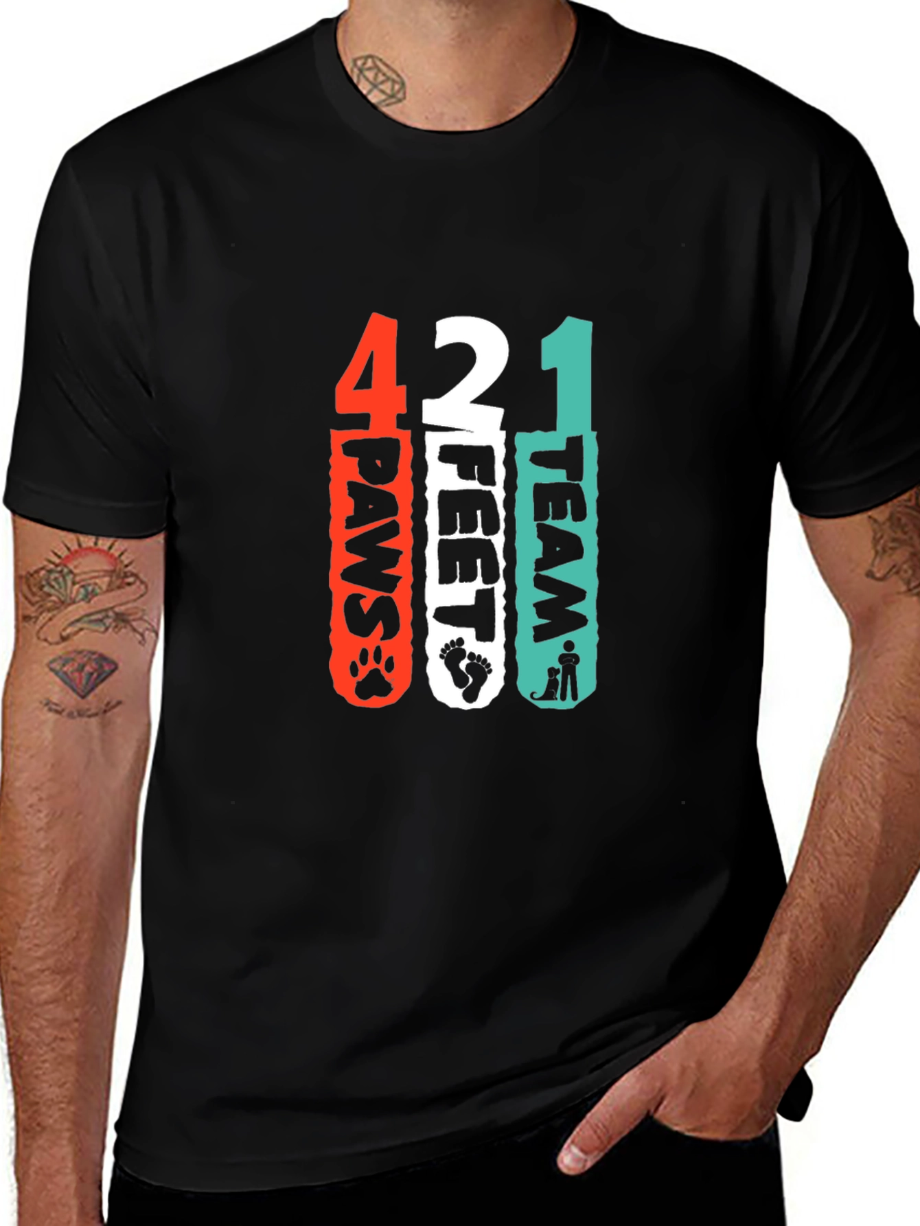 Variant 10 of 4 Paws, 2 Feet, 1 Team Black Graphic Tee