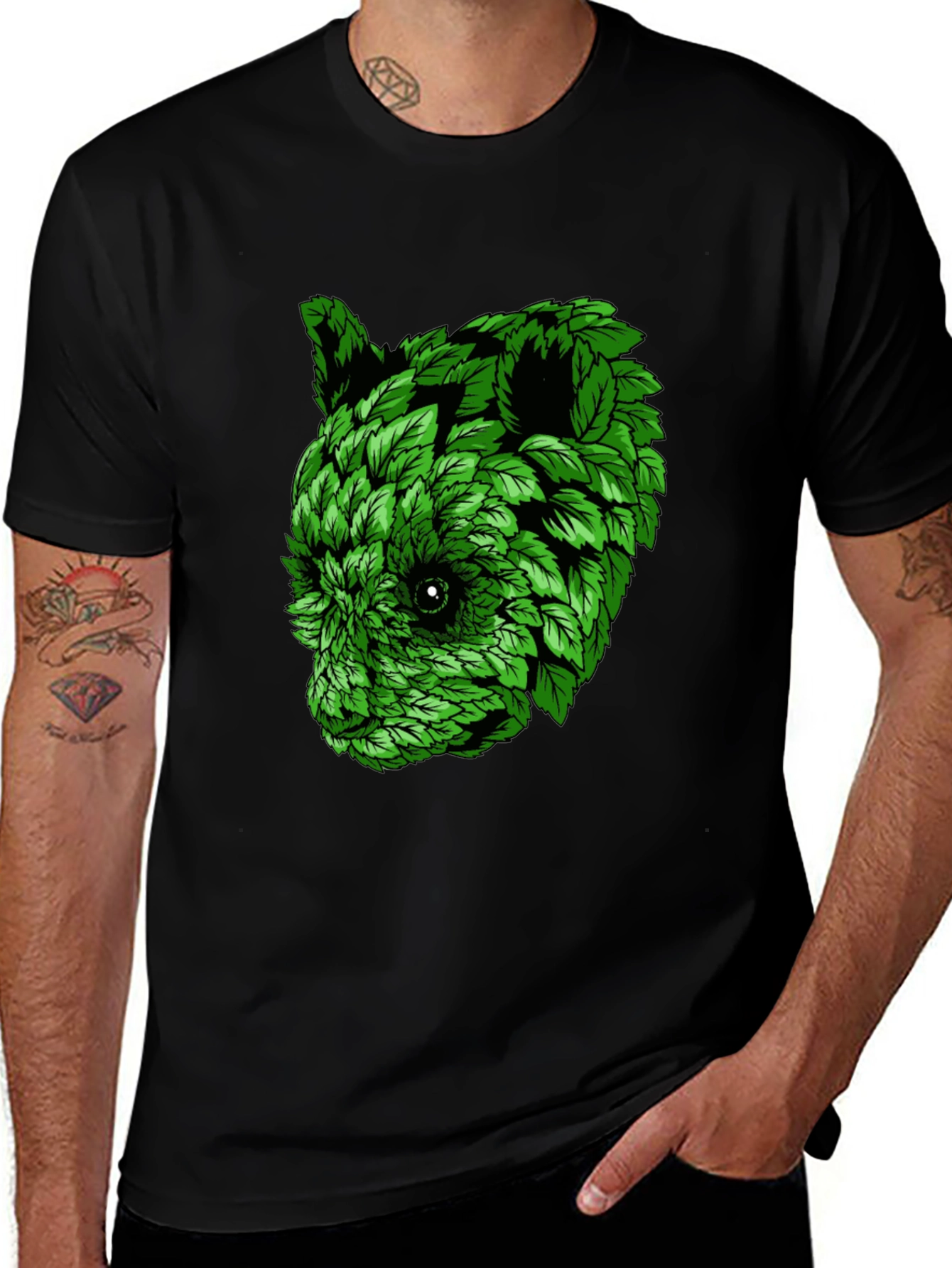Variant 15 of Leaf Panda Graphic Tee - Nature Inspired Design