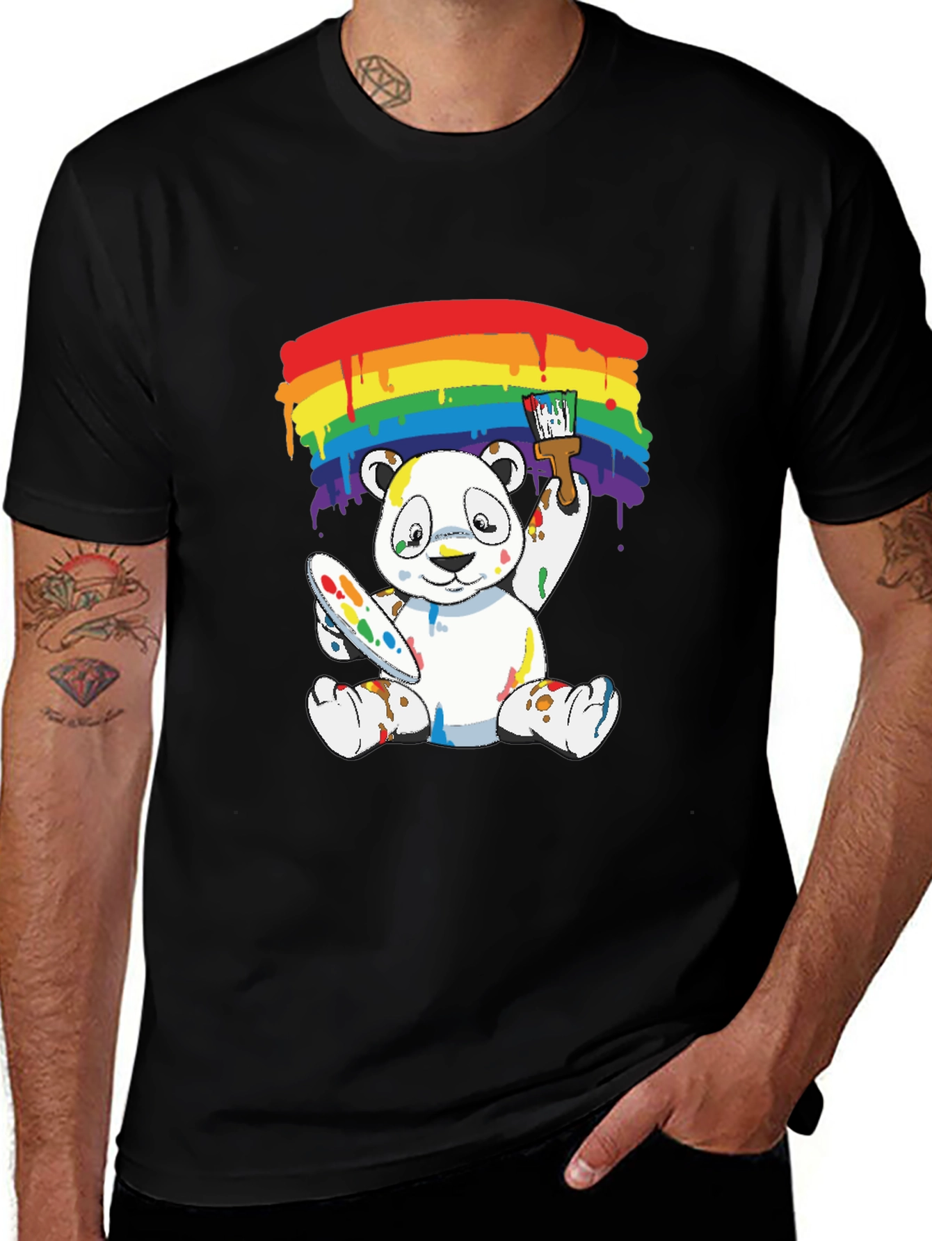 Variant 12 of Rainbow Panda Painter Graphic Tee