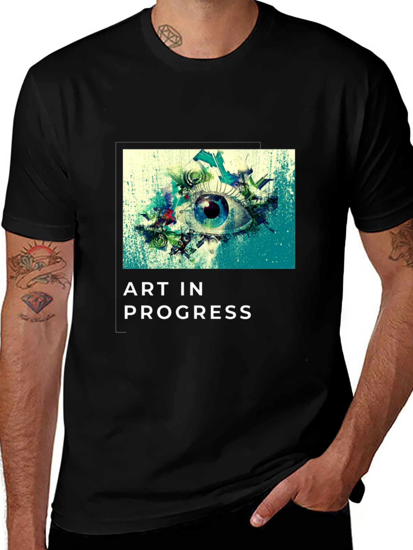 Variant 28 of Art in Progress Eye Graphic Black T-Shirt