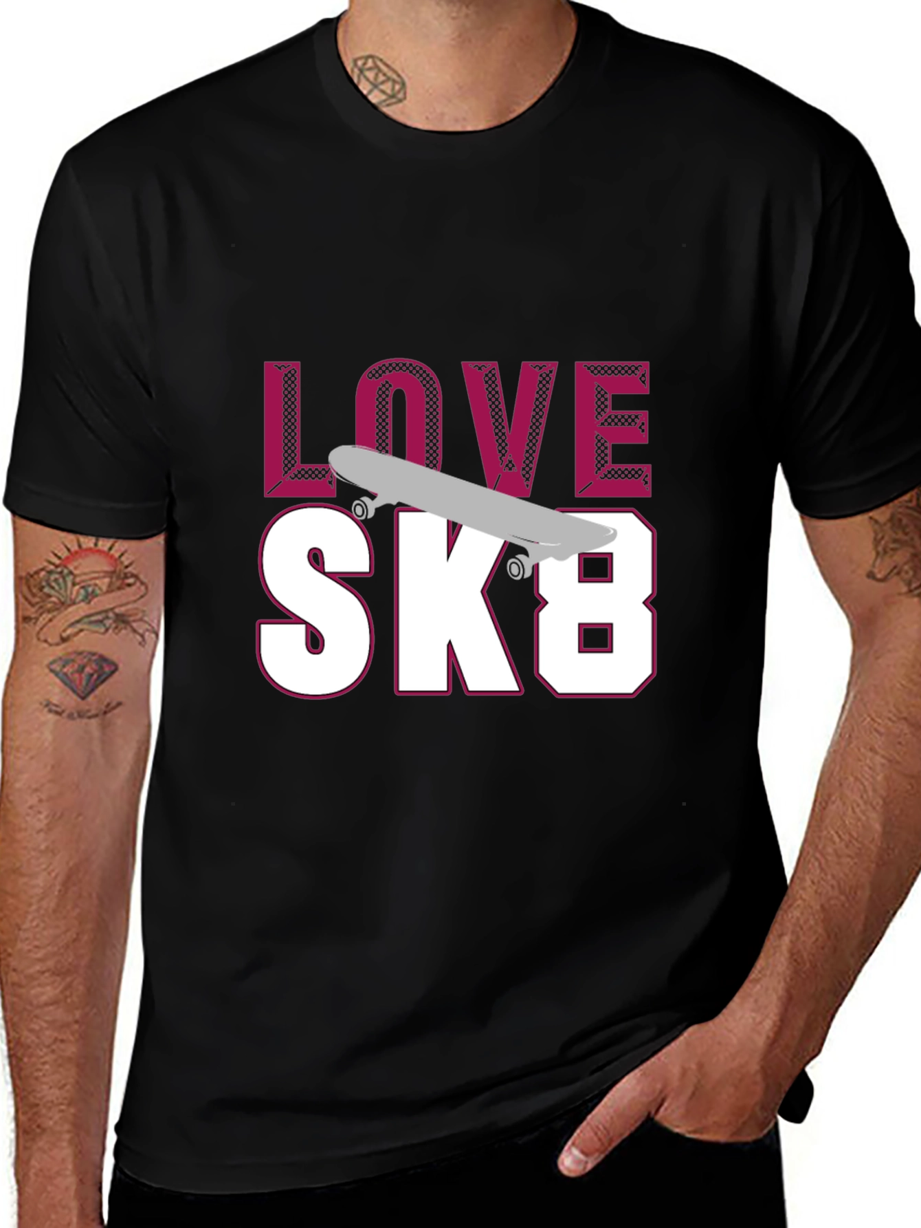 Variant 6 of Love SK8 T-Shirt - Skateboarding Apparel