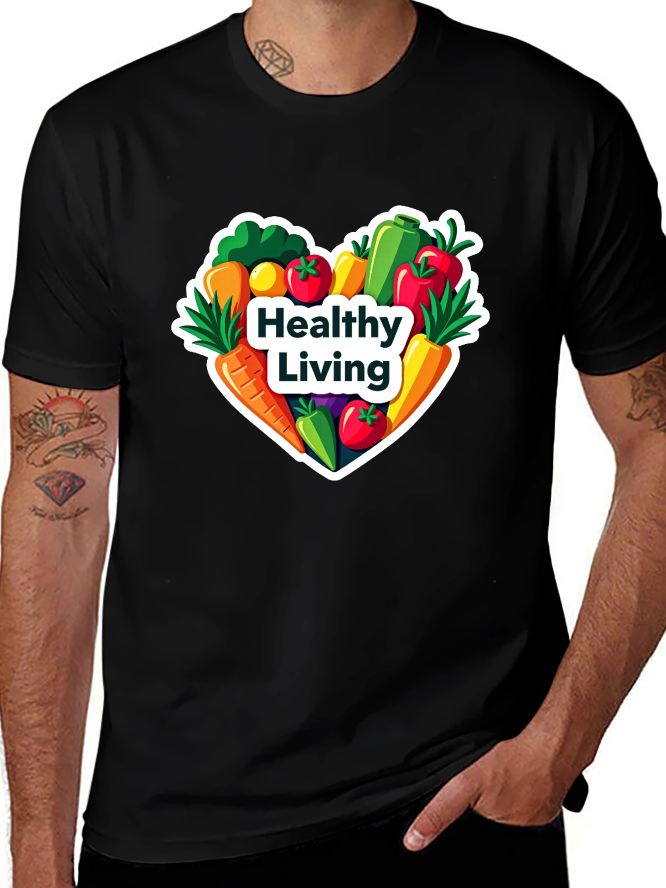 Healthy Living T-Shirt: Vegan Vegetable Heart Tee