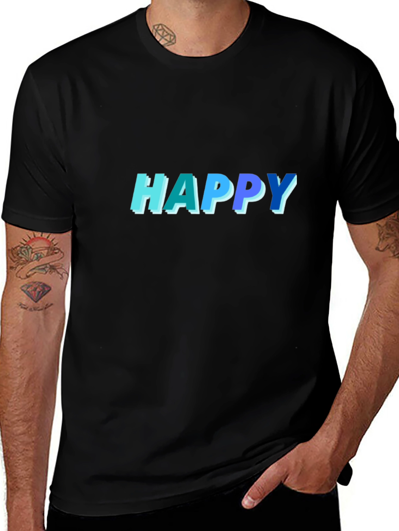 Variant 29 of Happy Graphic Black T-Shirt Casual Wear