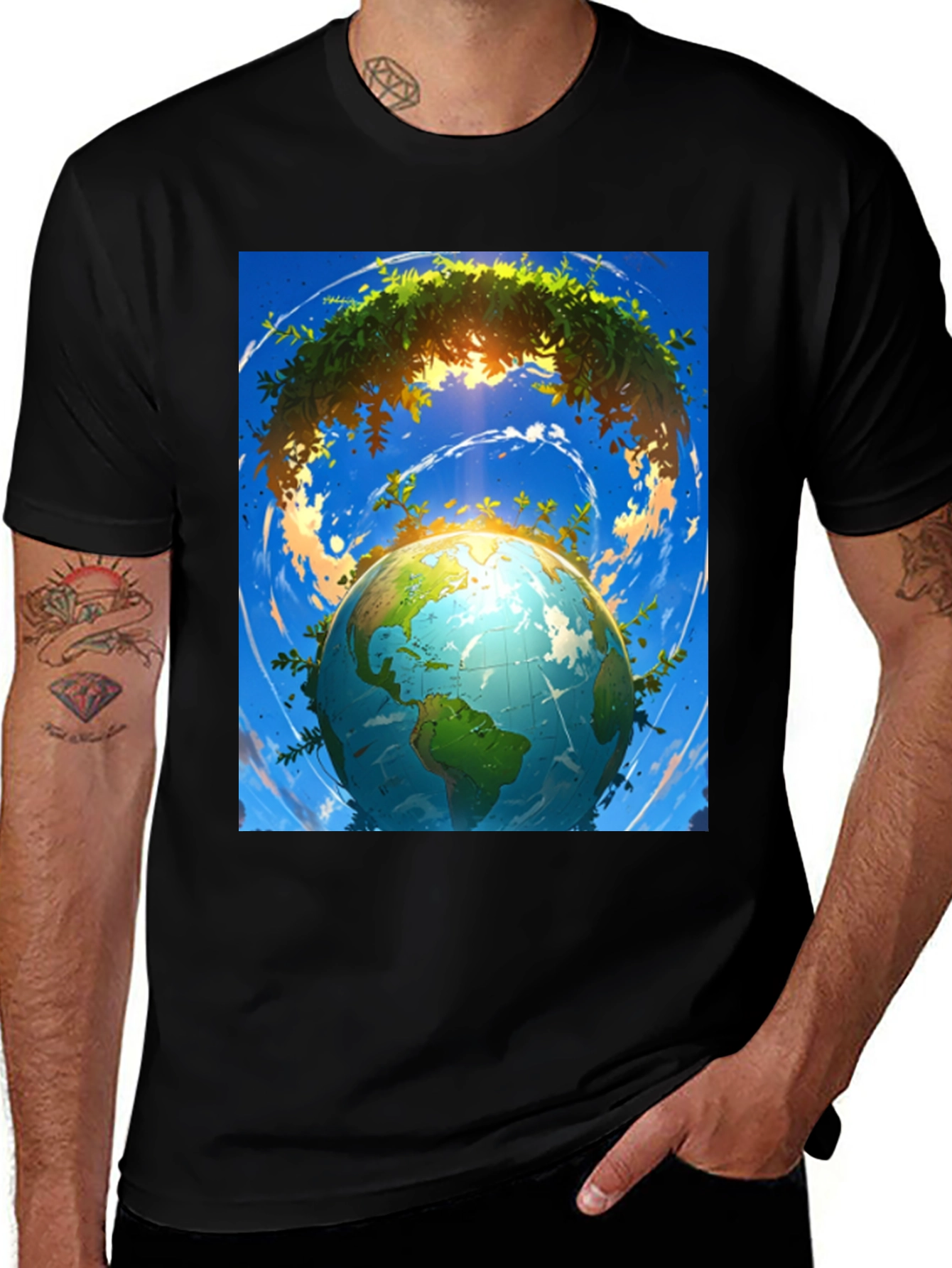 Variant 14 of Eco Earth Graphic Tee -  Men's Black T-Shirt