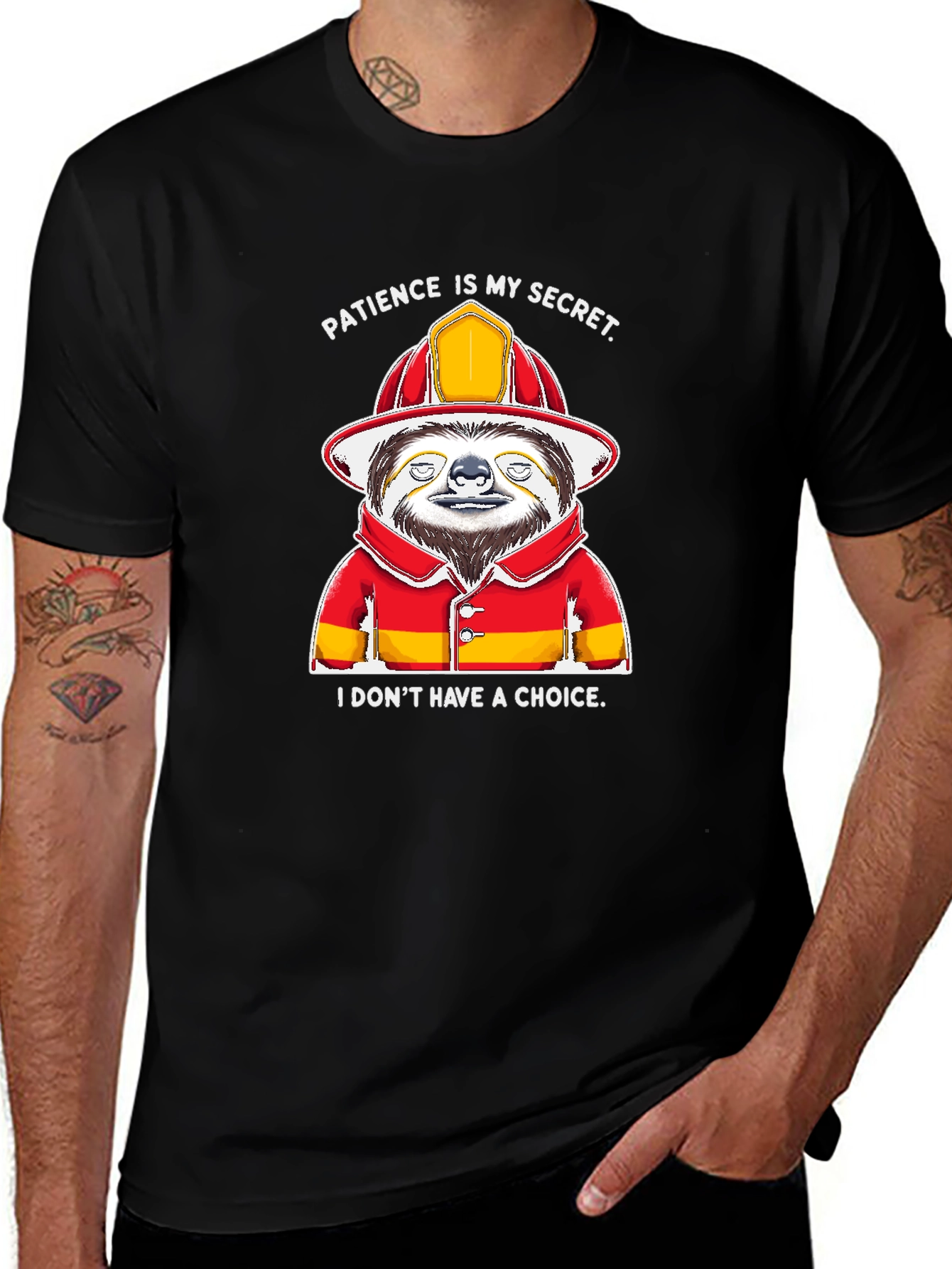 Variant 4 of Funny Sloth Firefighter T-Shirt - Patience Is My Secret