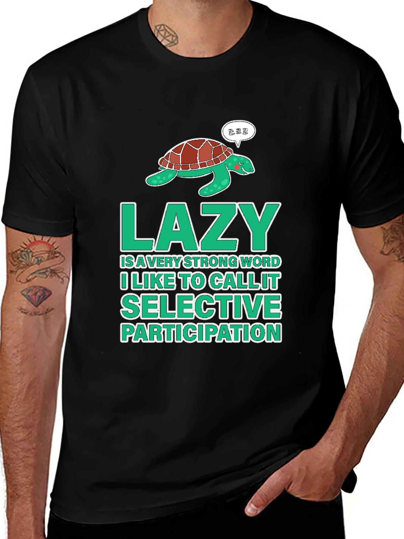 Variant 11 of Lazy Turtle Graphic T-Shirt - Selective Participation