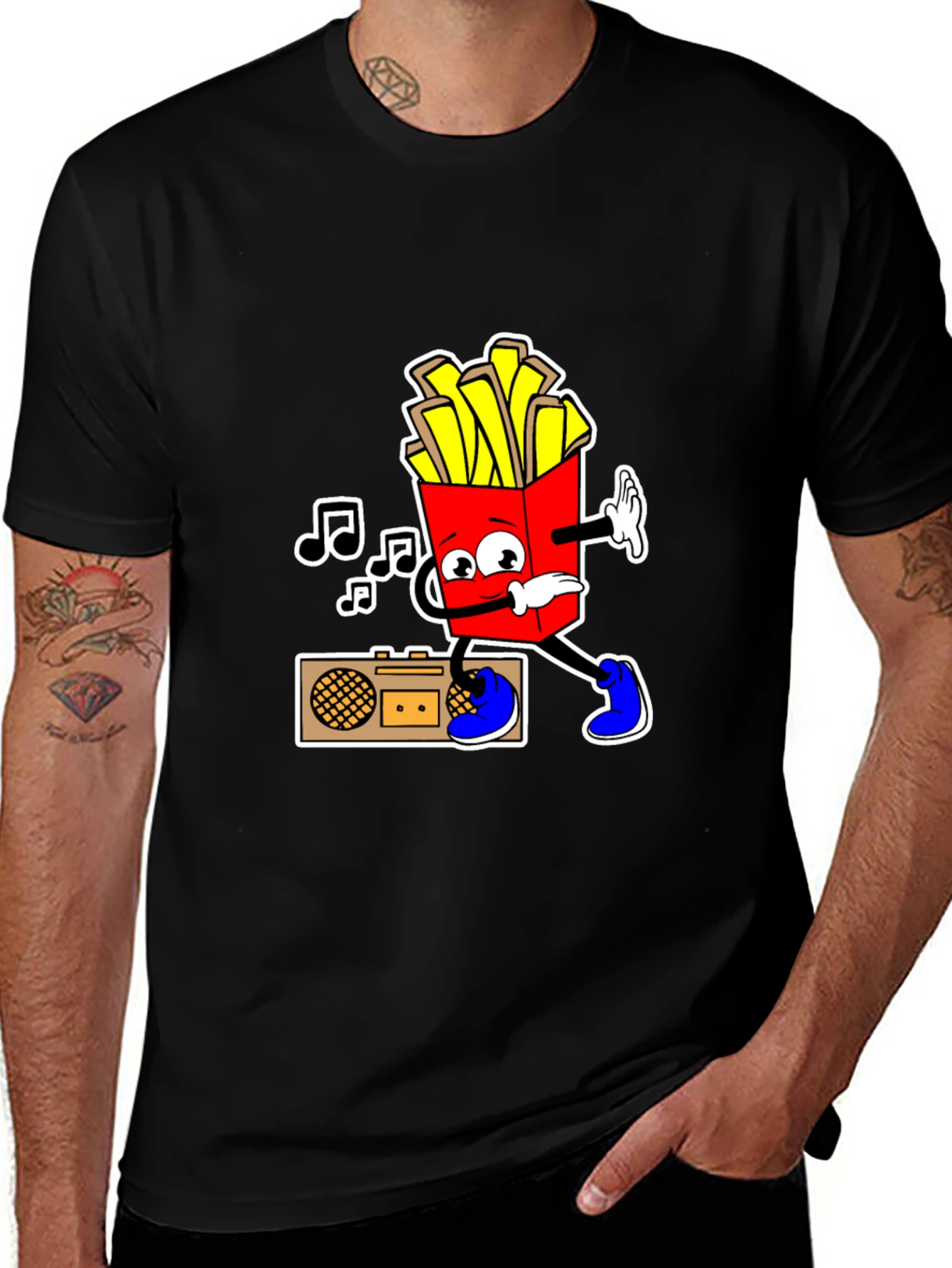 Variant 6 of Cool Fries T-Shirt - Black Cotton Tee