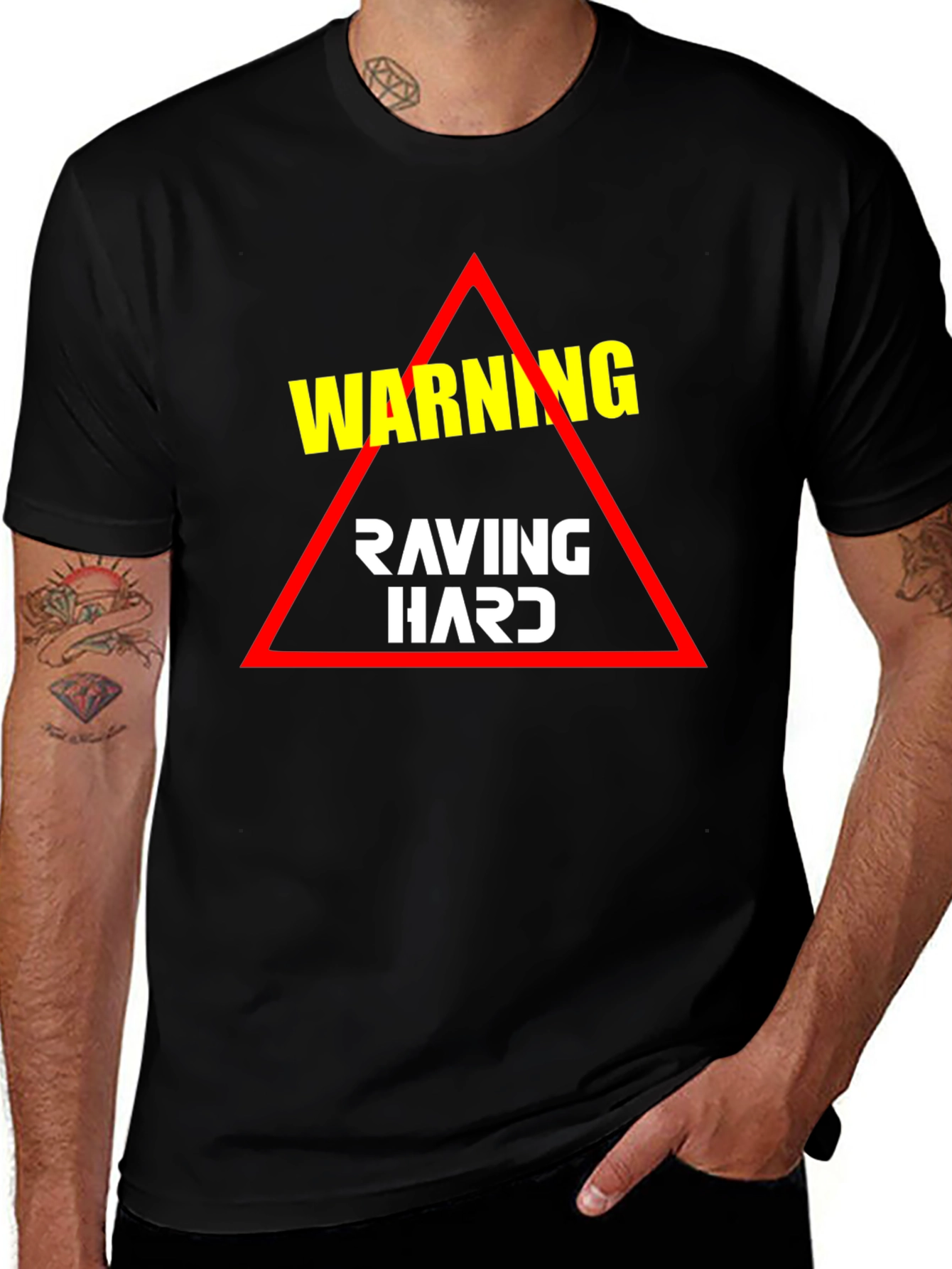 Variant 24 of Warning Raving Hard T-Shirt - Black