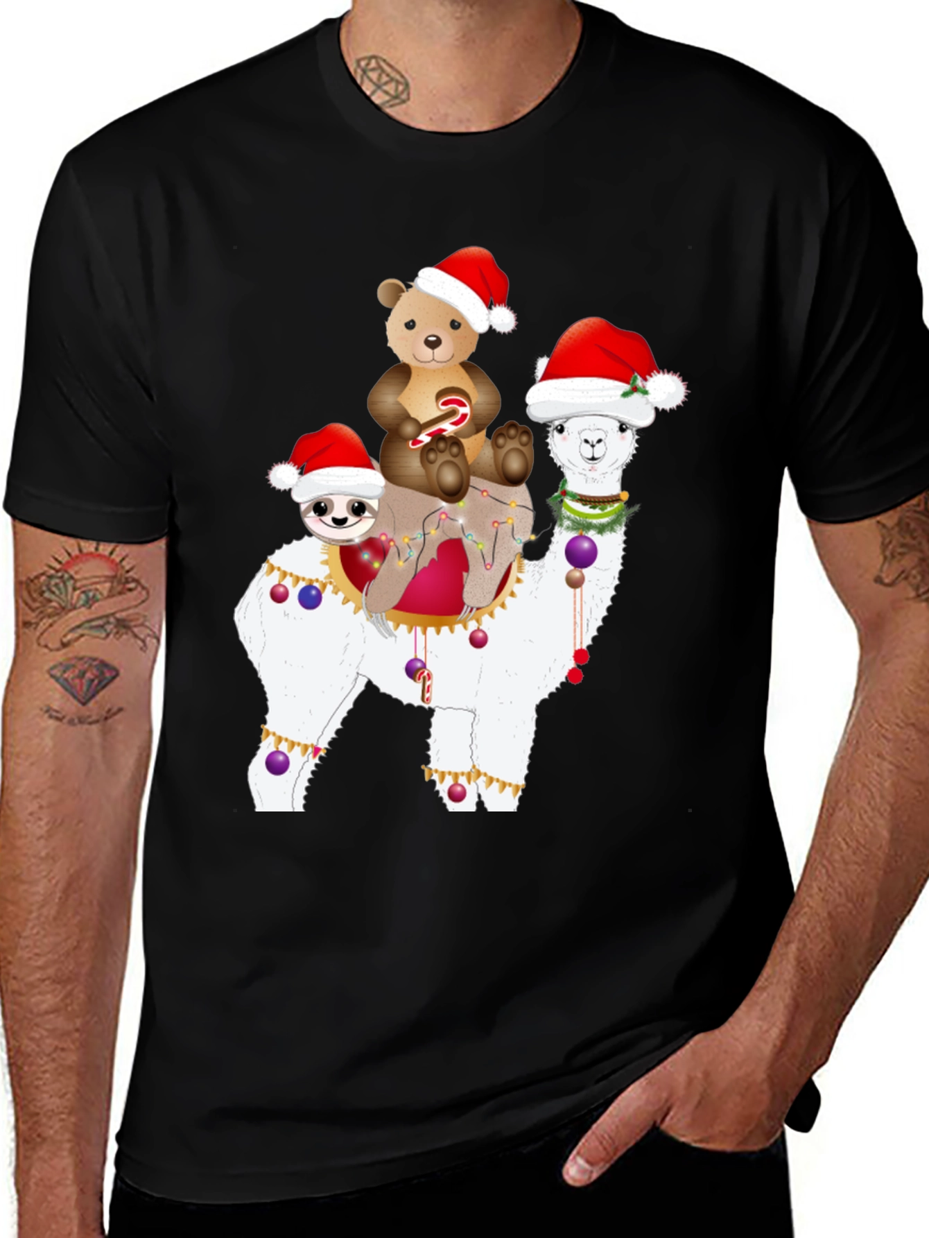 Variant 6 of Festive Alpaca Christmas T-Shirt